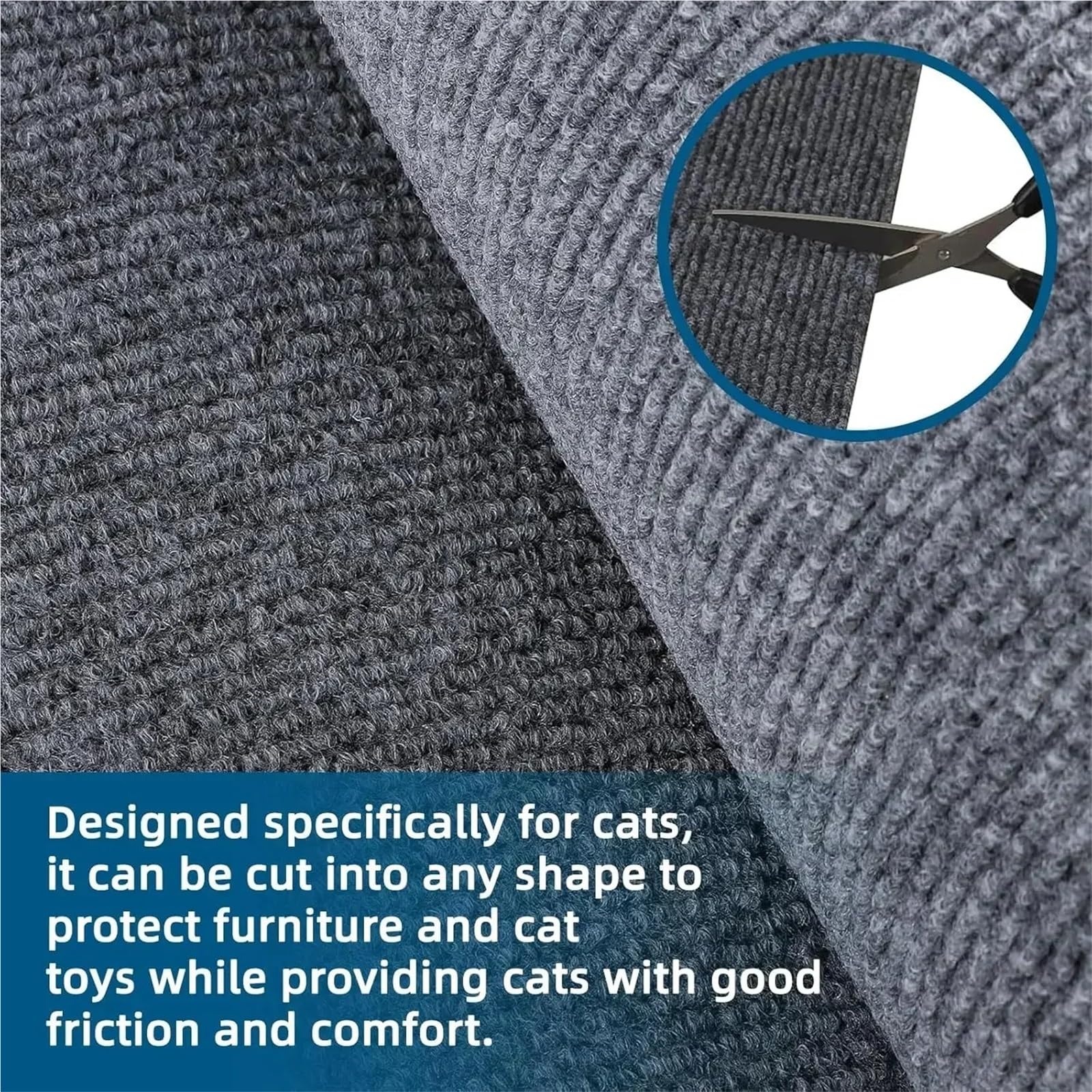 Protector Sofa Gatos Arañazo Alfombrilla for rascar Gatos, Alfombra Recortable, Esquina, Pared, autoadhesiva, Protector de Muebles for arañazos DIY(Black,50x200CM)