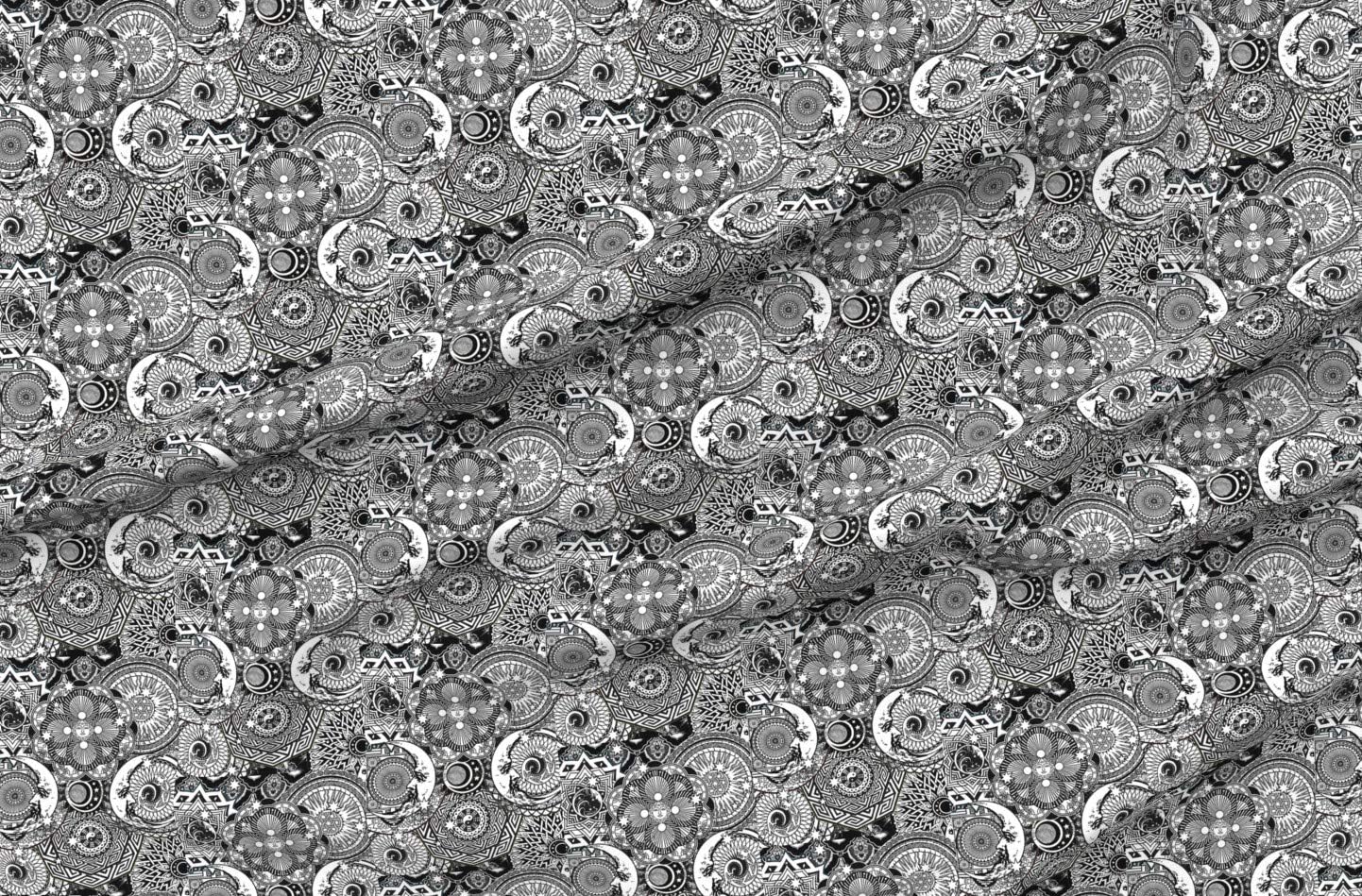 Spoonflower Fabric - Celestial Sun Moon Stars Black White Space Printed on Minky Fabric by The Yard - Sewing Baby Blankets Quilt Backing Plush