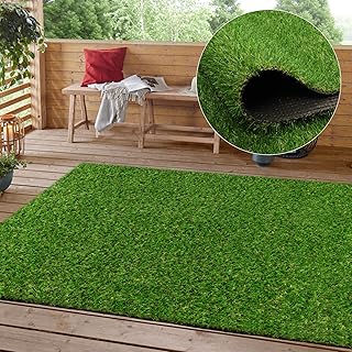 Heyroll Realistic Artificial Turf Grass, 4 FT X 12 FT Artificial Synthetic Fake Grass, 20MM Green Turf Rug Pet Dogs Lawn Mat with Drainage Holes for Indoor Outdoor Patio Garden Landscape/Custom Size