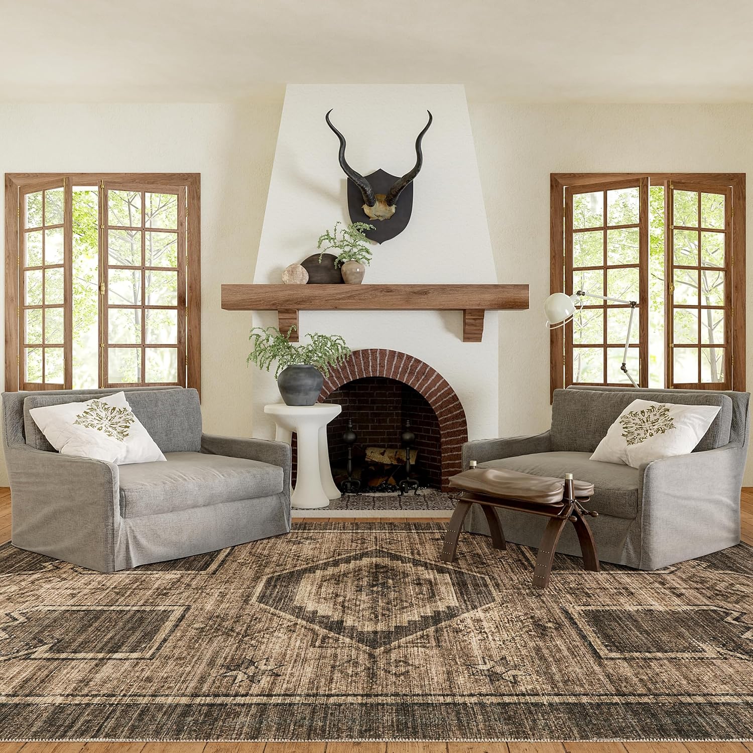 rugs usa sagebrush geometric machine washable area rug, 3x5, dark brown 3' x 5' (rectangular) brown