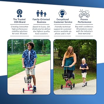 KneeRover Steerable Knee Scooter Foldable Mobility Aid & Knee Walker with Basket for Adults, Adjustable Handlebar and Comfortable Knee Pad (Hot Pink) | Foldable Knee Walker For Foot Surgery, Broken Ankle, Foot Injuries, Crutch Alternative, Includes Basket