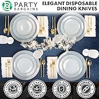Vista 191 de Party Bargains Disposable Plastic Black Gold Cutlery Set, Infinity Modern Design Utensils, 40 Pack: 16 Forks, 8 Knives, 16 Spoons
