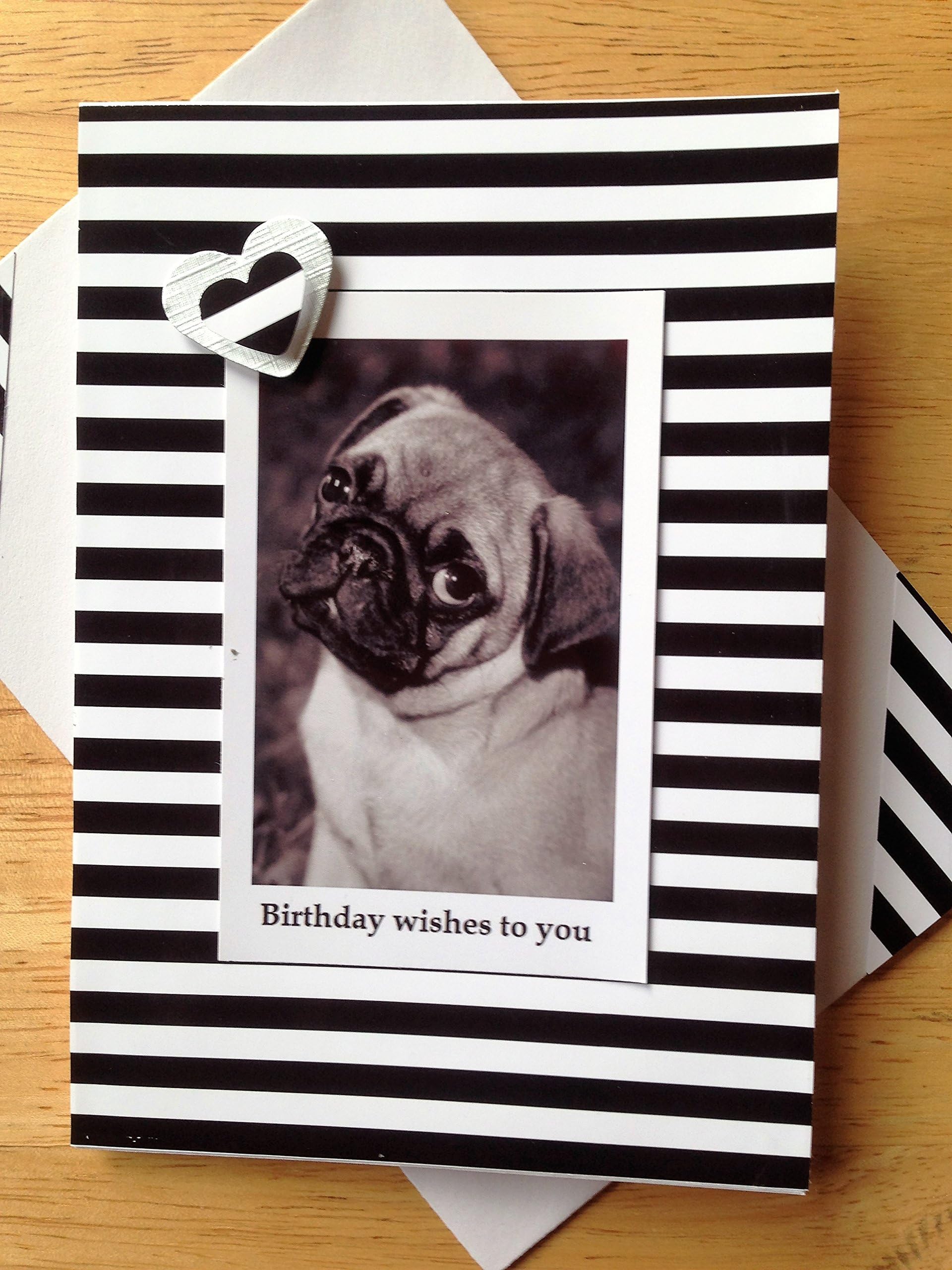 PUG GREETINGS dog Card Birthday wishes handmade dog lover card Happy Birthday dog notecard notelet Thank you card cute pug A6/C6