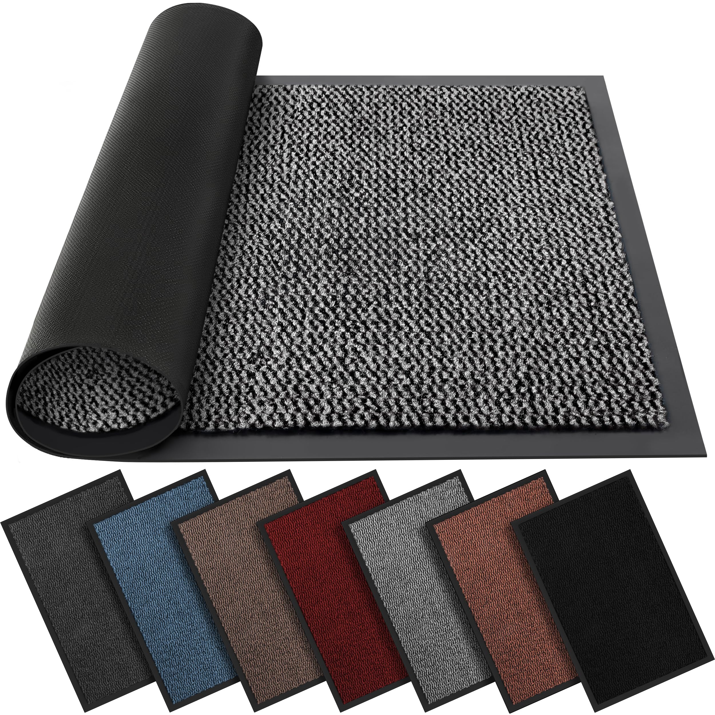 BLADO Washable Door Mats Indoor & Outdoor - Non-Slippery Heavy Duty Doormats - Stylish & Large Rubber Door Mat - Perfect Dust Grabbing Outdoor & Indoor Door Mat (Grey, 60cm x 120cm)