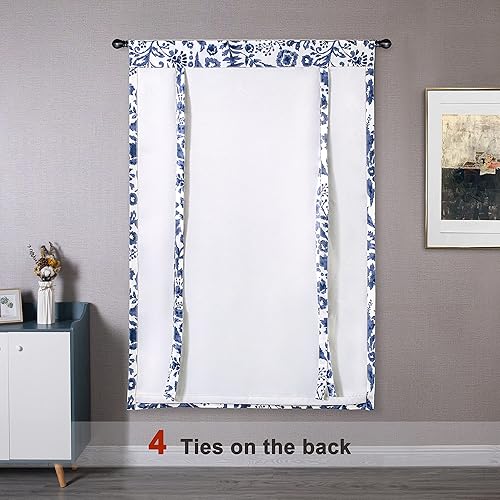 Miniatura 6 de DriftAway Julia - Cortina opaca ajustable con estampado floral de acuarela, con aislamiento térmico, para ventana pequeña, bolsillo para barra,