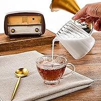 Vista 4 de Leinuosen 2 piezas Jarra pequeña de crema de vidrio con pico Jarra de espuma de leche Jarra de vidrio elegante para café, té y crema de leche Jarra