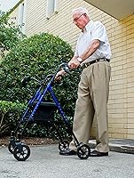 Vista 9 de Lumex Set n' Go - Andadores con asiento para personas mayores, altura ajustable, color azul