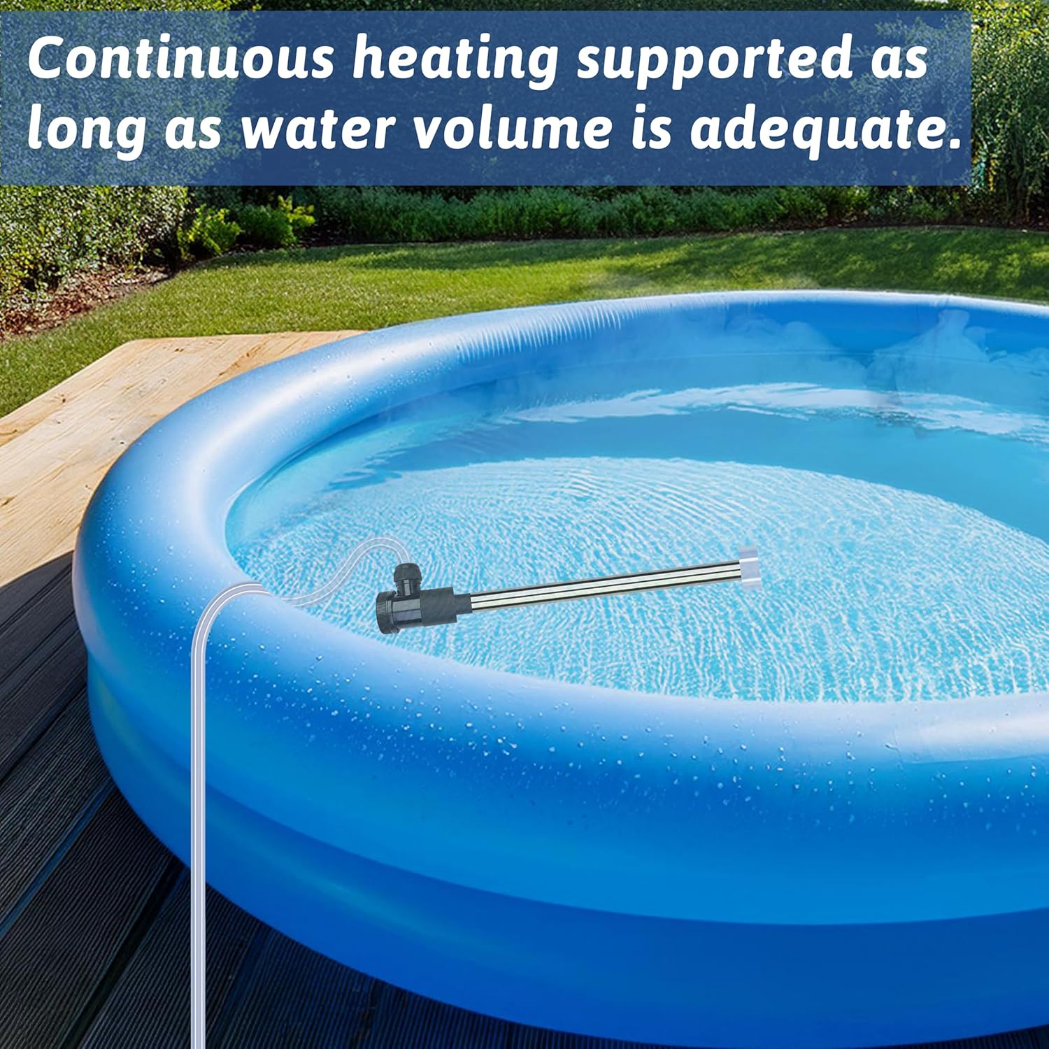 1500W Titanium Immersion Water Heater Portable Electric Hot Tub & Inflatable Pool Submersible Water Heater with Temp Control, GFCI for Bathtub, Baptistry, Above Ground Pool, baptismal Pool