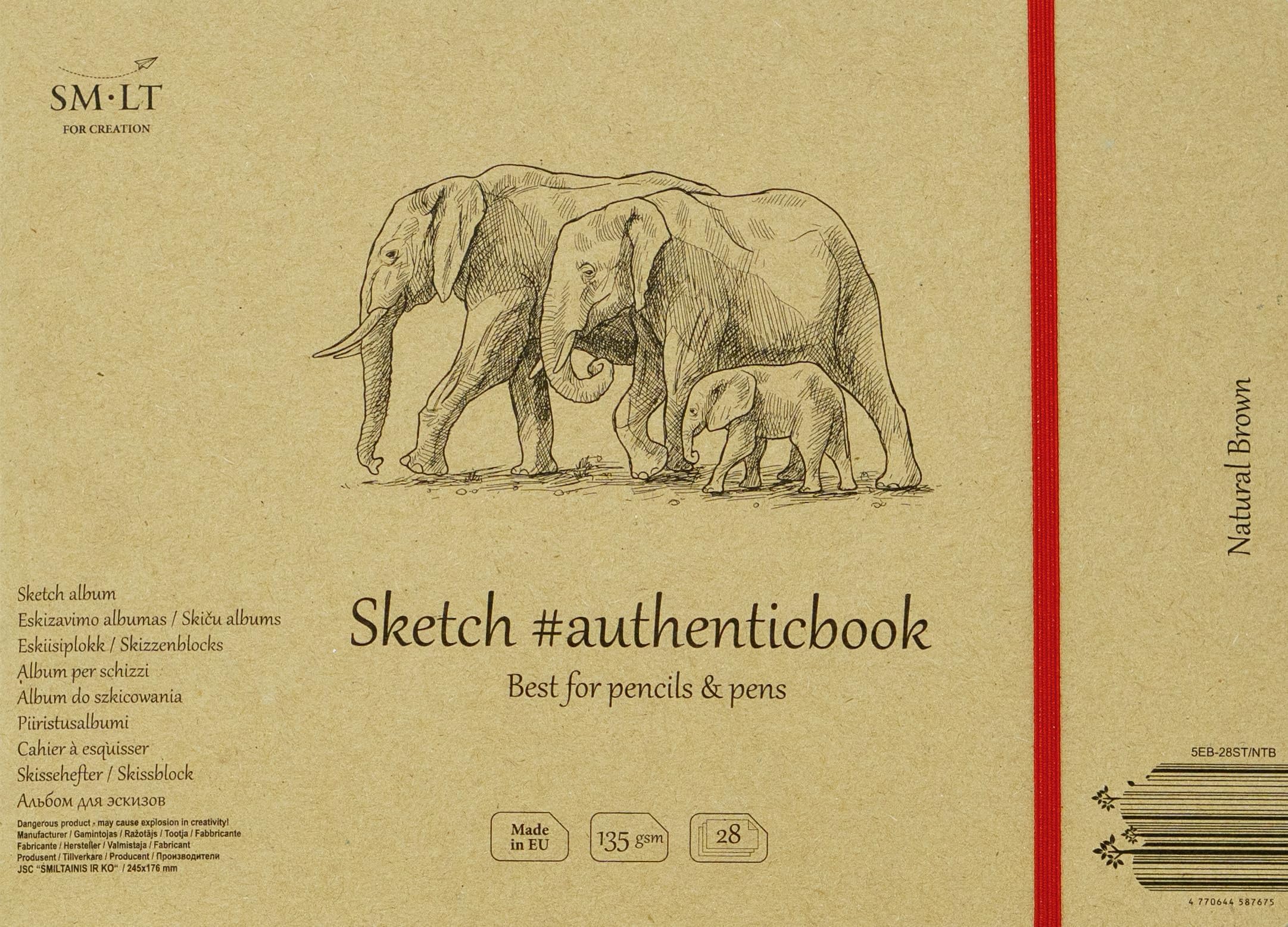 SMLT 5EB-18ST Authentic Line Sketchpad 245 x 176 mm Stitched Sketch Pad 185 g/m² Particularly White and Smooth 18 Sheets