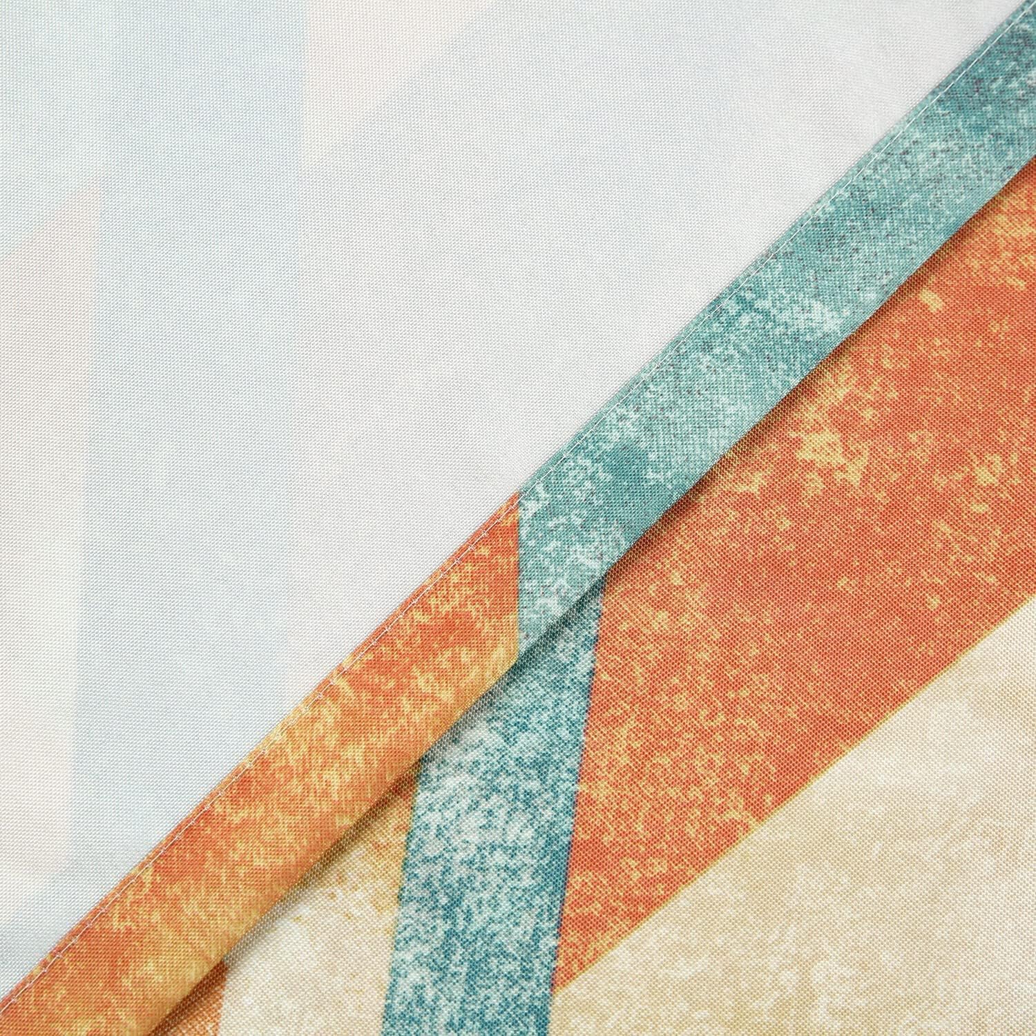 Leeva Short Linen Textured Curtains, Geometric Print Privacy Grommet Window Treatment Curtain Panels for Bedroom Living Room, Set of 2 Packs, 52 x 63 Inches, Orange