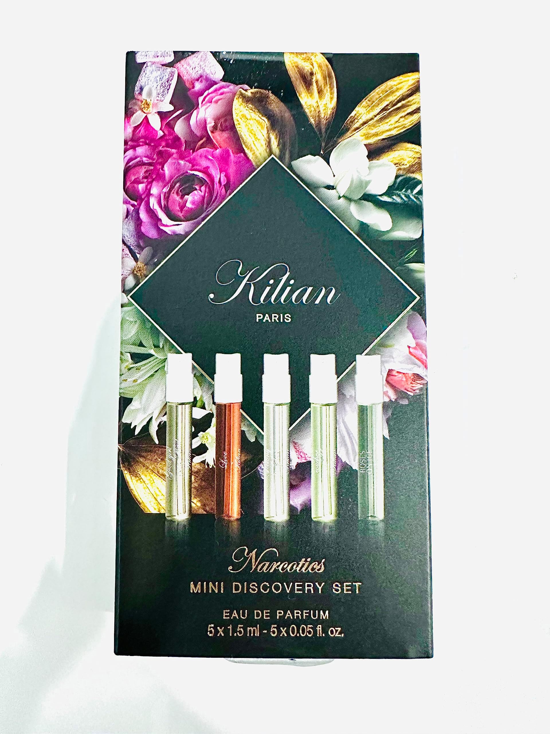 narcotics mini discovery set 5 different parfum sample set 5 x 1.5 ml - 5 x 0.05 fl oz. good girl gone bad, love dont be shy, rolling in love, voulez, roses on ice