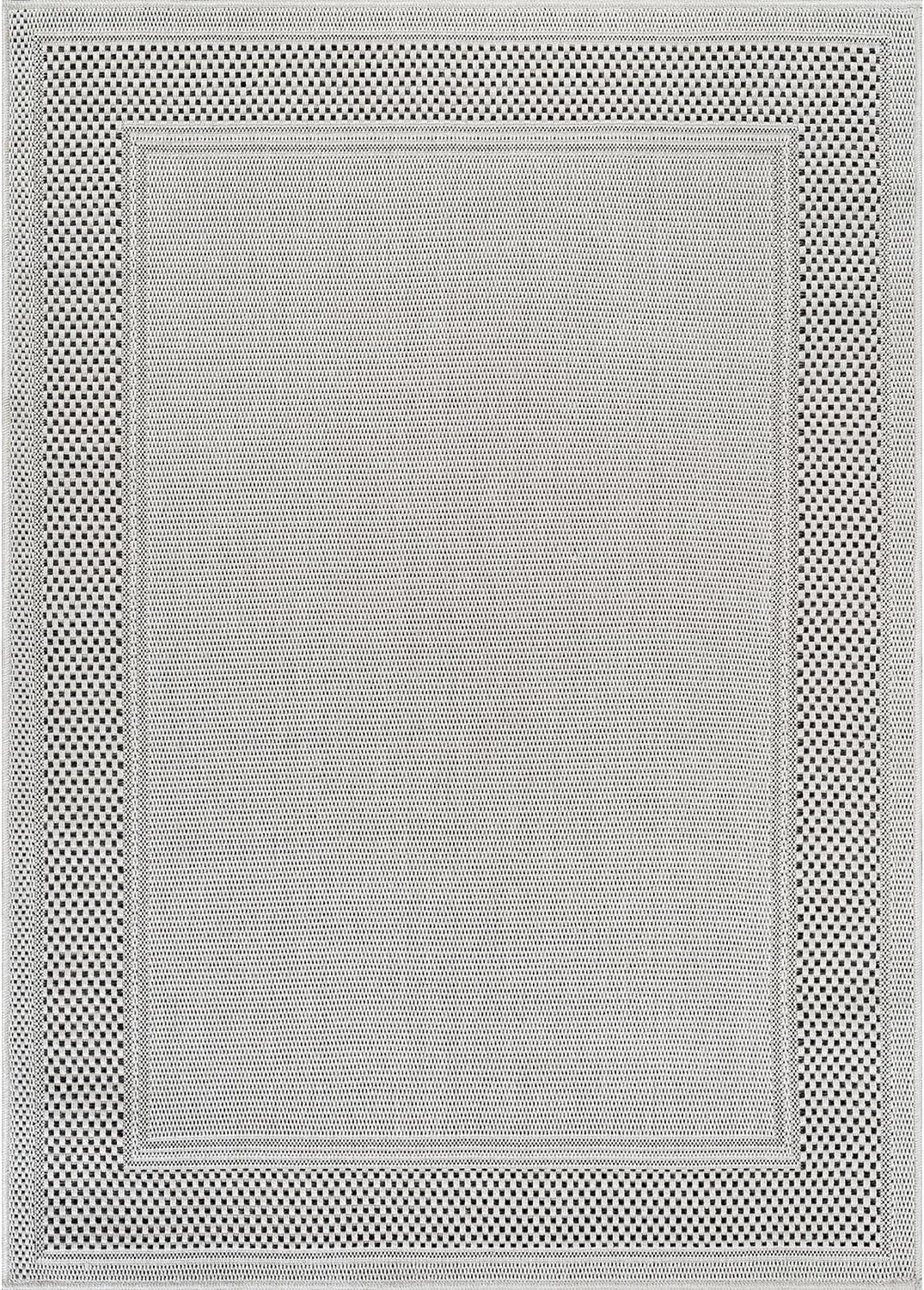 CAMILSON Easy Jute Rug 10x14, Indoor Outdoor Off-White Color Fiber Area Rugs for Living Room Patio and Dining Room Rug, Bordered Boho Woven Design, Easy-Cleaning, Washable Outside Carpet (10 x 14)