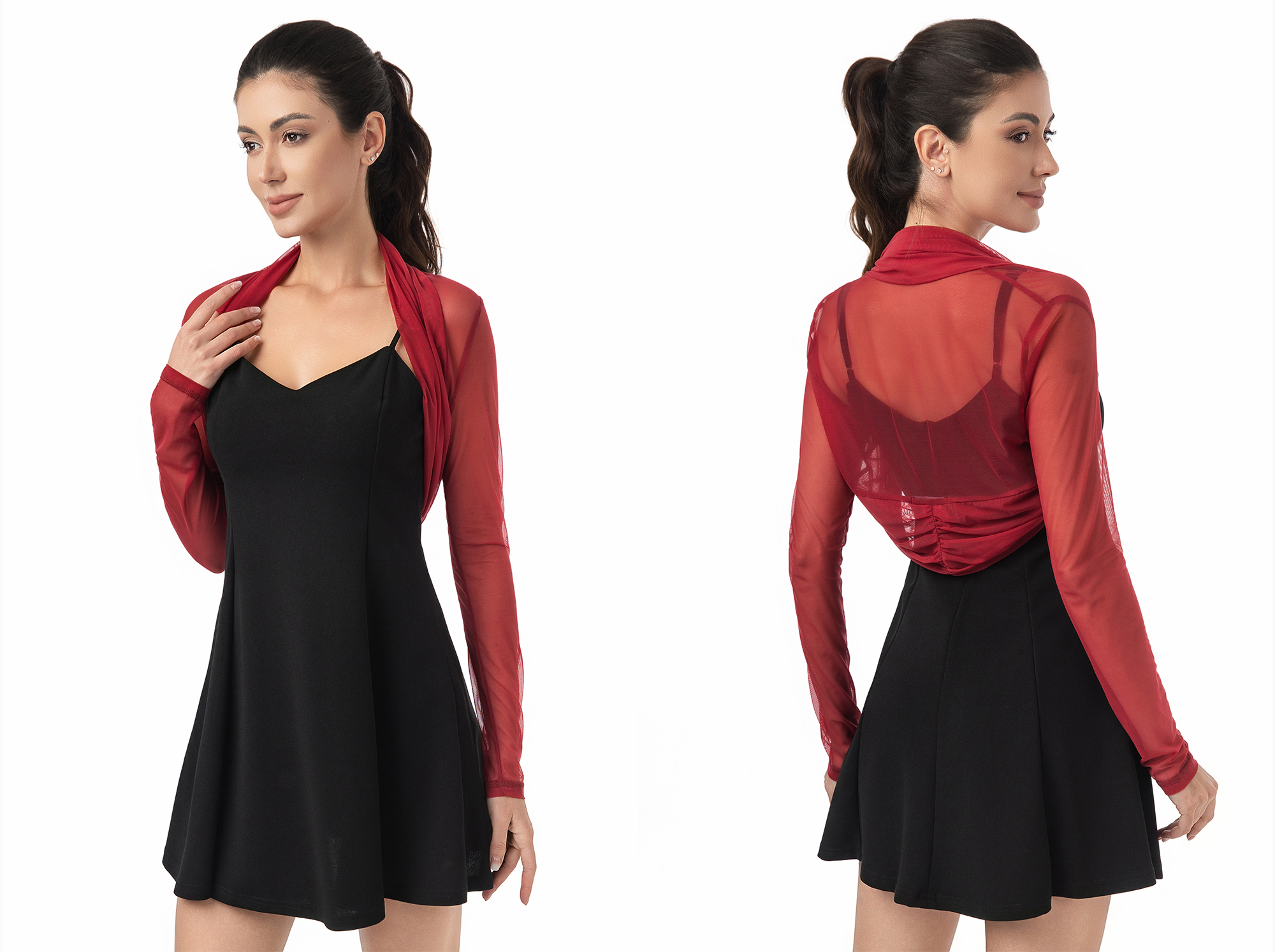 【AMERI】BOLERO SHEER KNIT 3/4 or Long Sleeve Knit Cardigan, Sheer Shrug, Cardigan Shrug