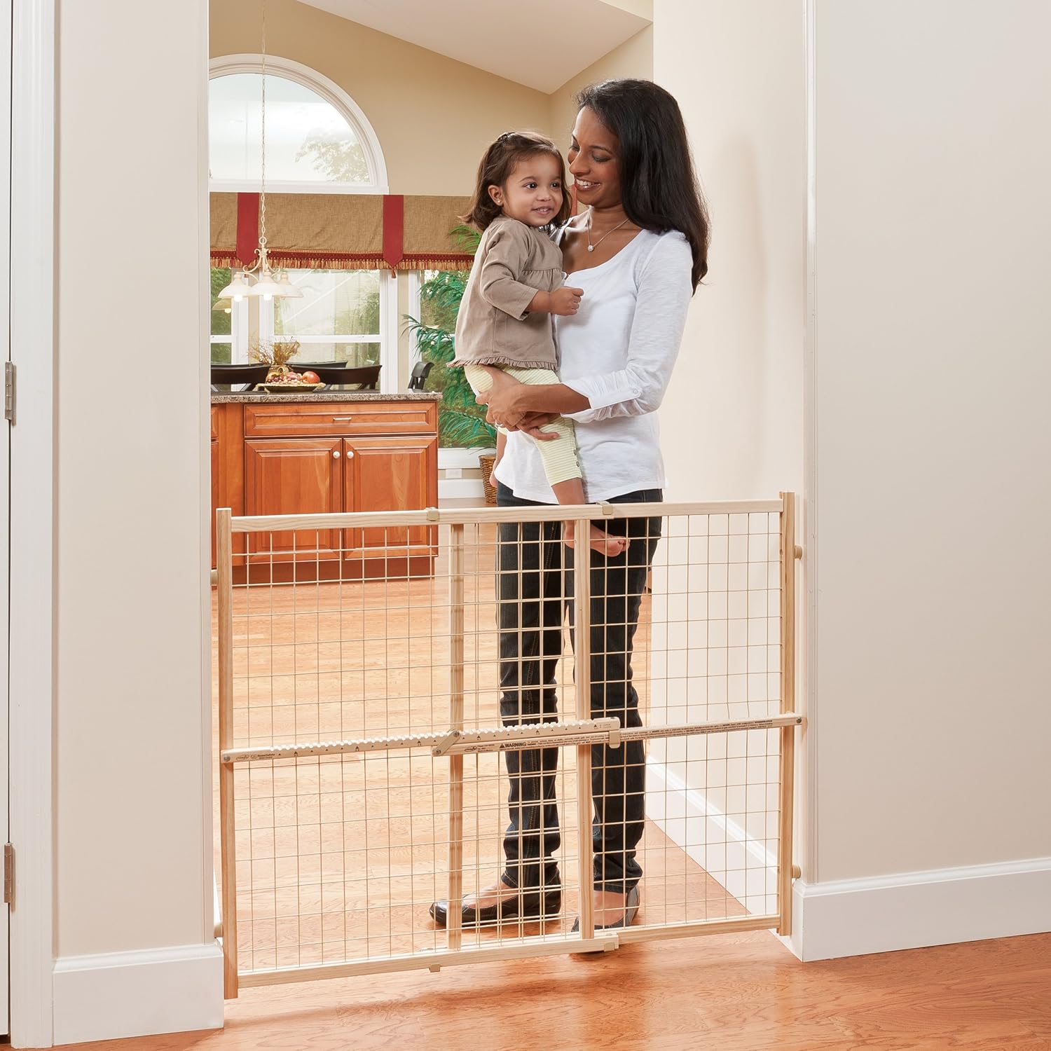 Evenflo Position and Lock Tall Pressure Mount Wood Gate (Expands From 31- 50 Inches)