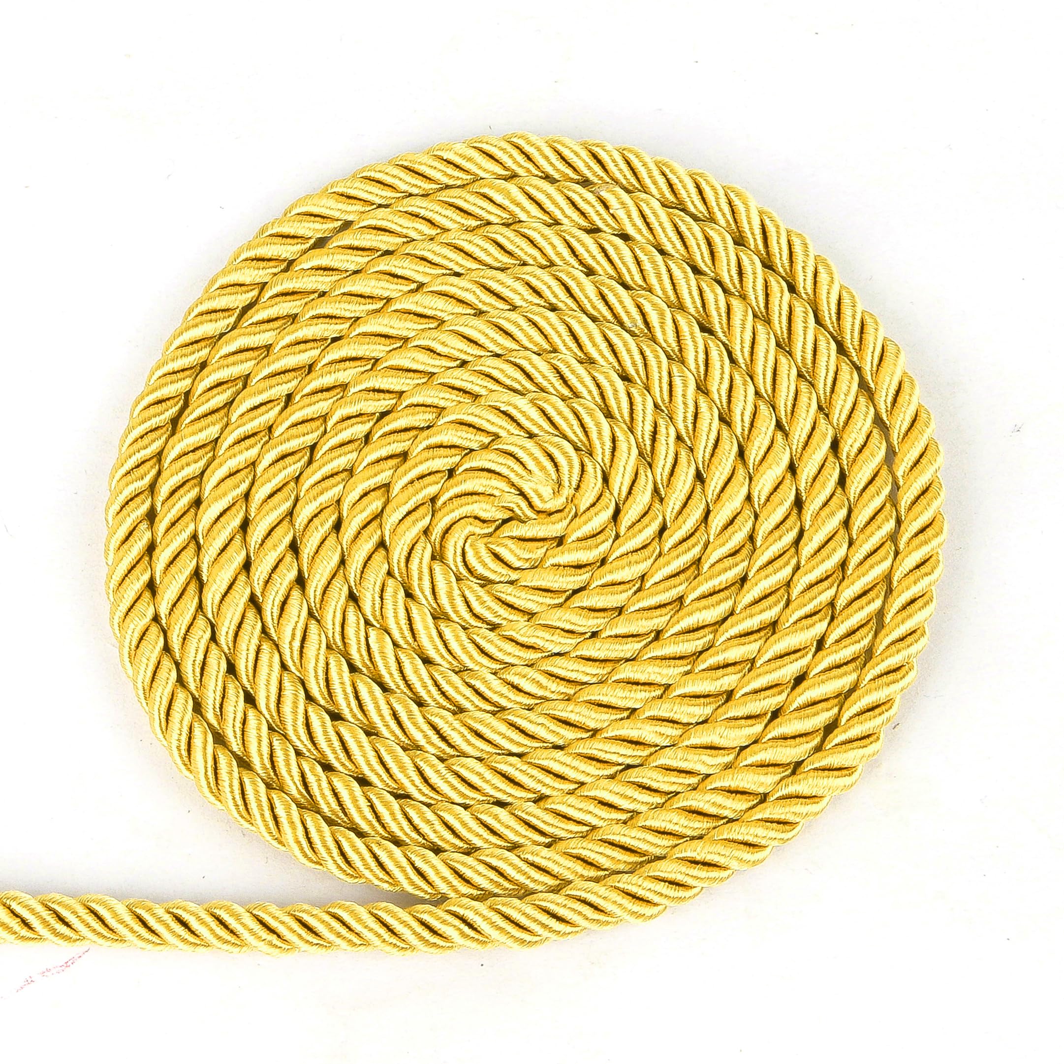 BEL AVENIR 6mm 16Yards Twisted Cord Rope Trim Craft Decorative Nylon Rope Handmade Cording for Sewing Crafts Upholstery Home Décor (Bright Gold)