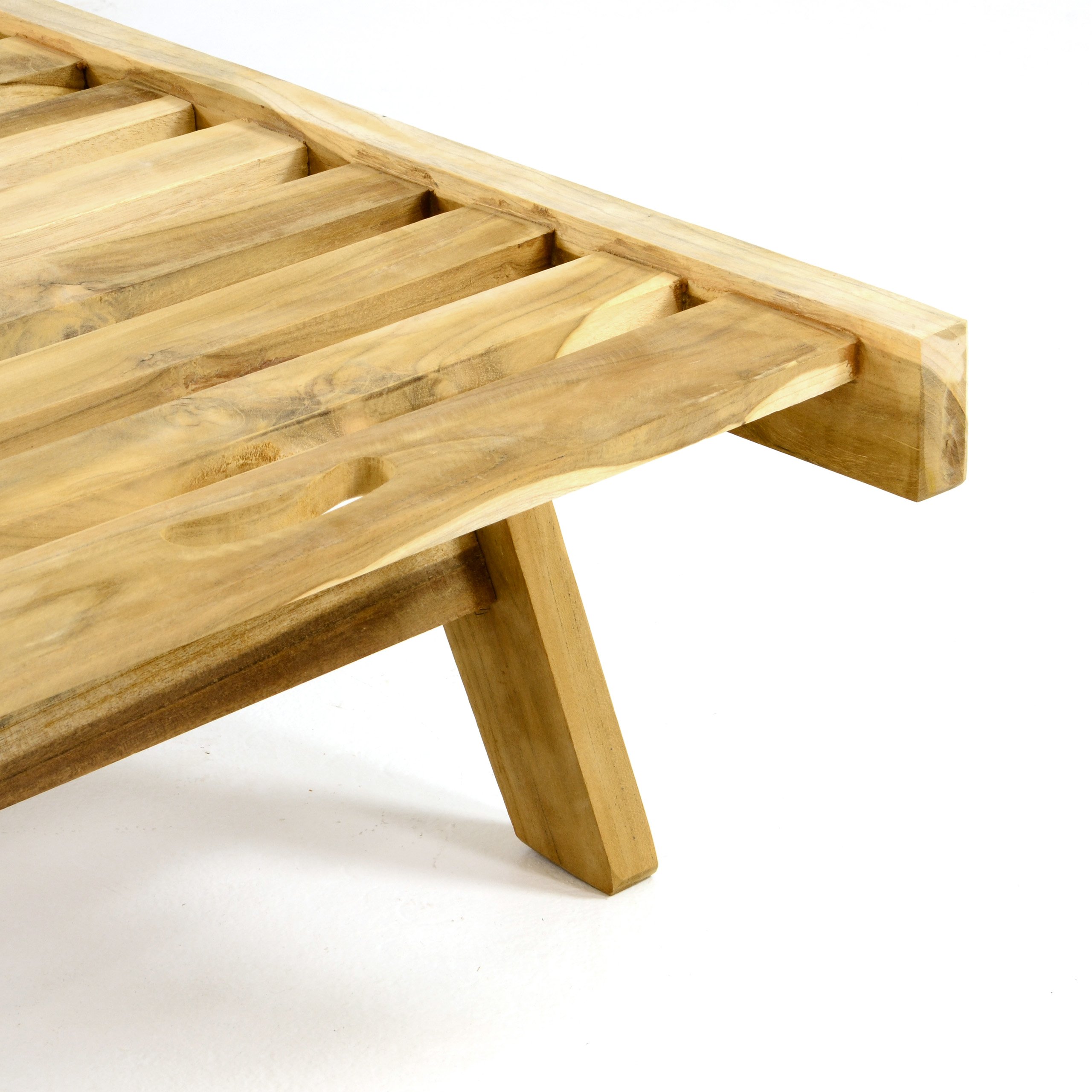 Divero klappbare Sonnenliege CASTELLON aus unbehandeltem Teakholz, unbehandelt – Farbe: Natur-Braun