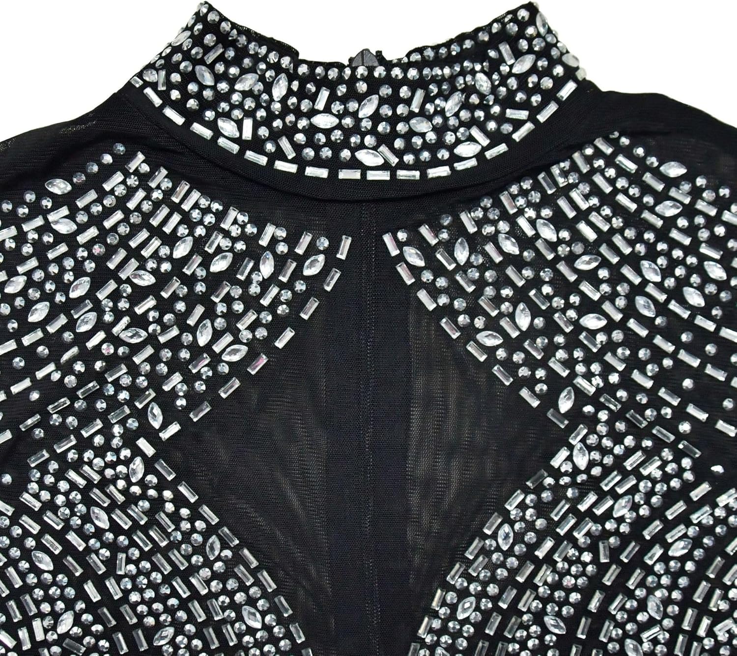 Sexy Rhinestone Crystal Mesh Patchwork Sheer Bodycon Dress Womens See-Through Birthday Clubwear Dresses - Image 8