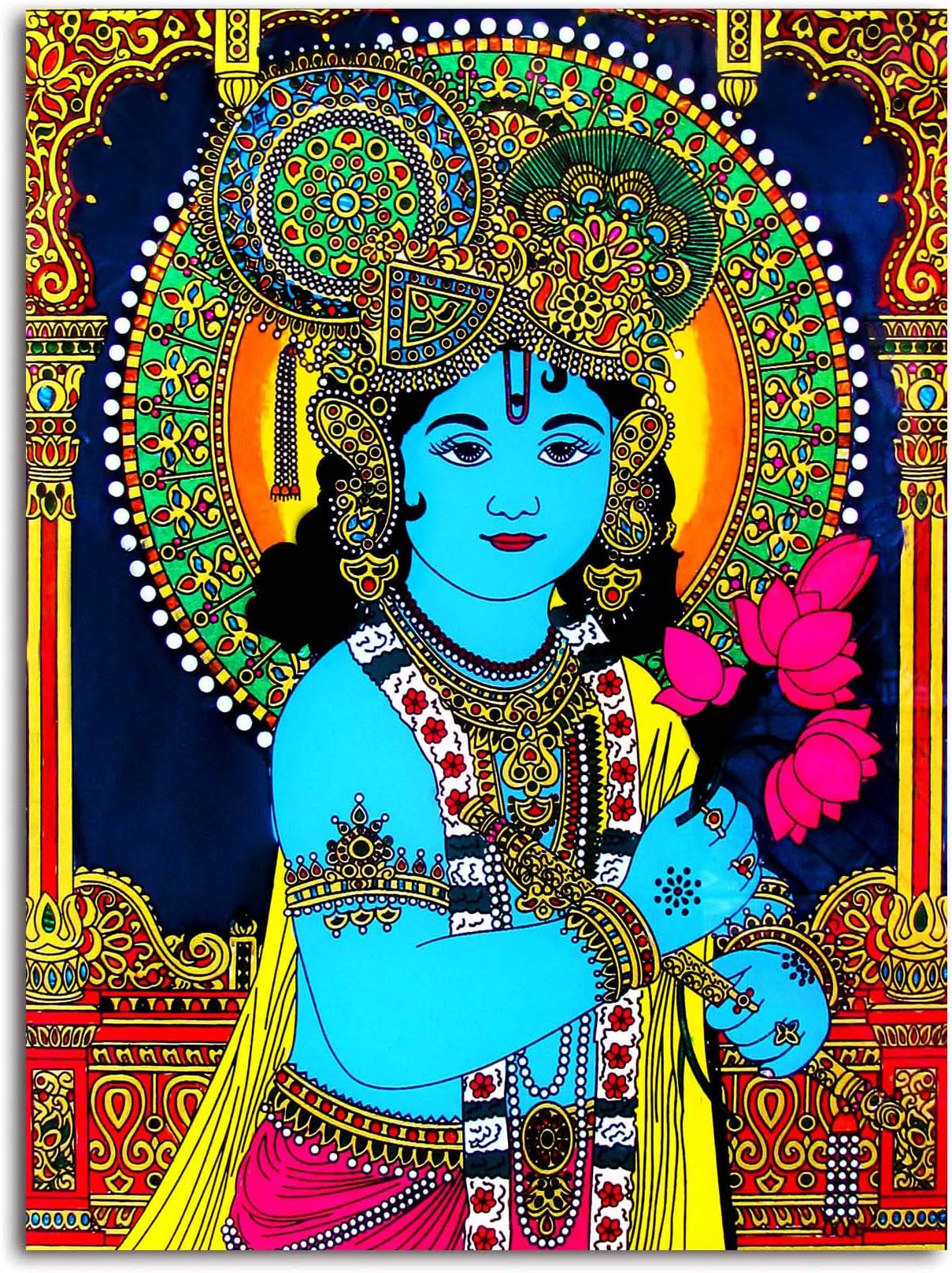 Tamatina Kerala Mural Canvas Paintings - Bal Gopal - Sri Krishna - Krishna Paintings - Traditional Art Paintings - Paintings for Home Décor - Paintings for Bedroom - Paintings for Living Room - Religious Canvas Paintings - Kerala Mural Paintings for wall