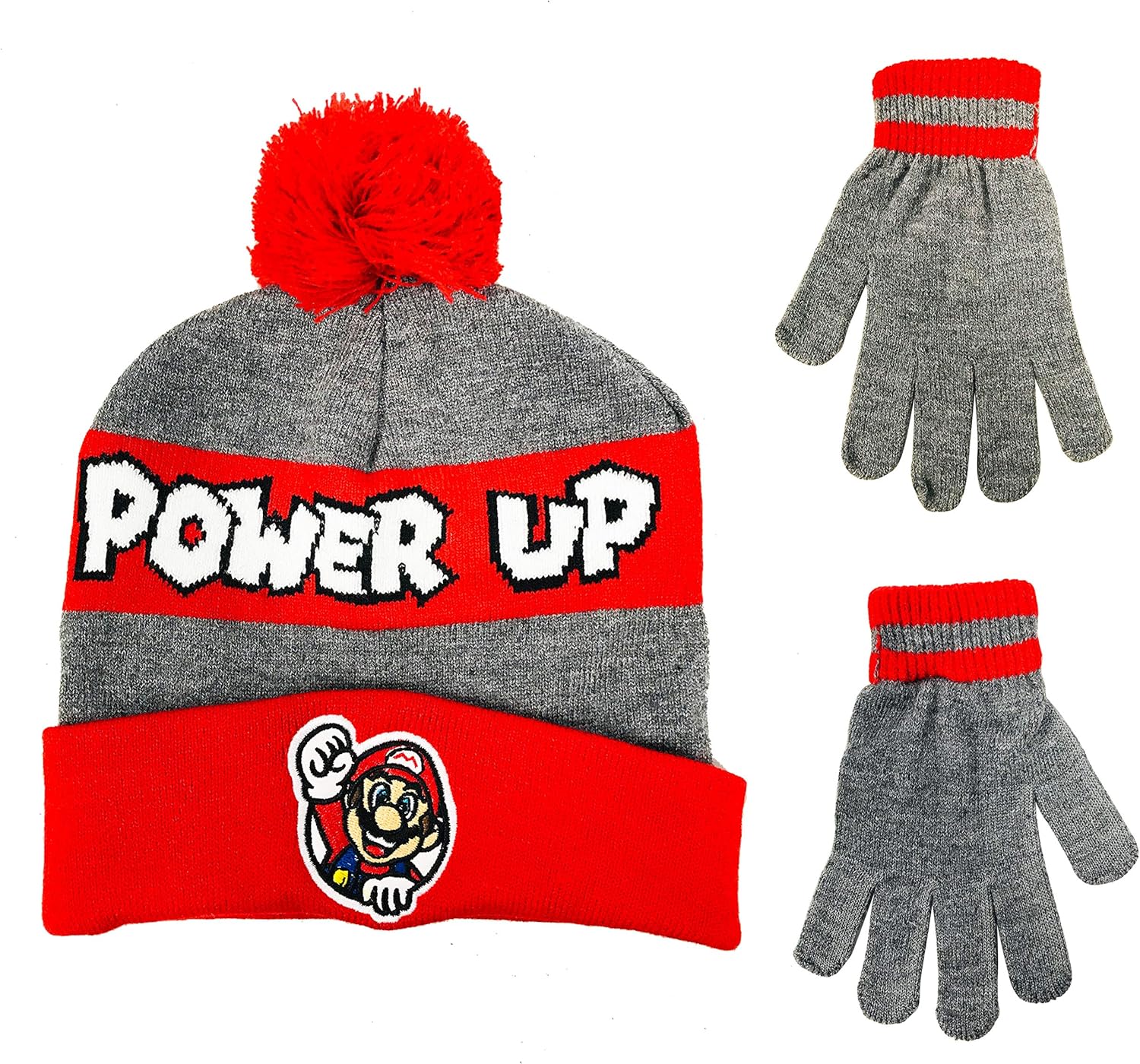 Nintendo Super Mario Boys Winter Hat and Gloves Cold Weather Set, Age 4-7: Clothing, Shoes & Jewelry