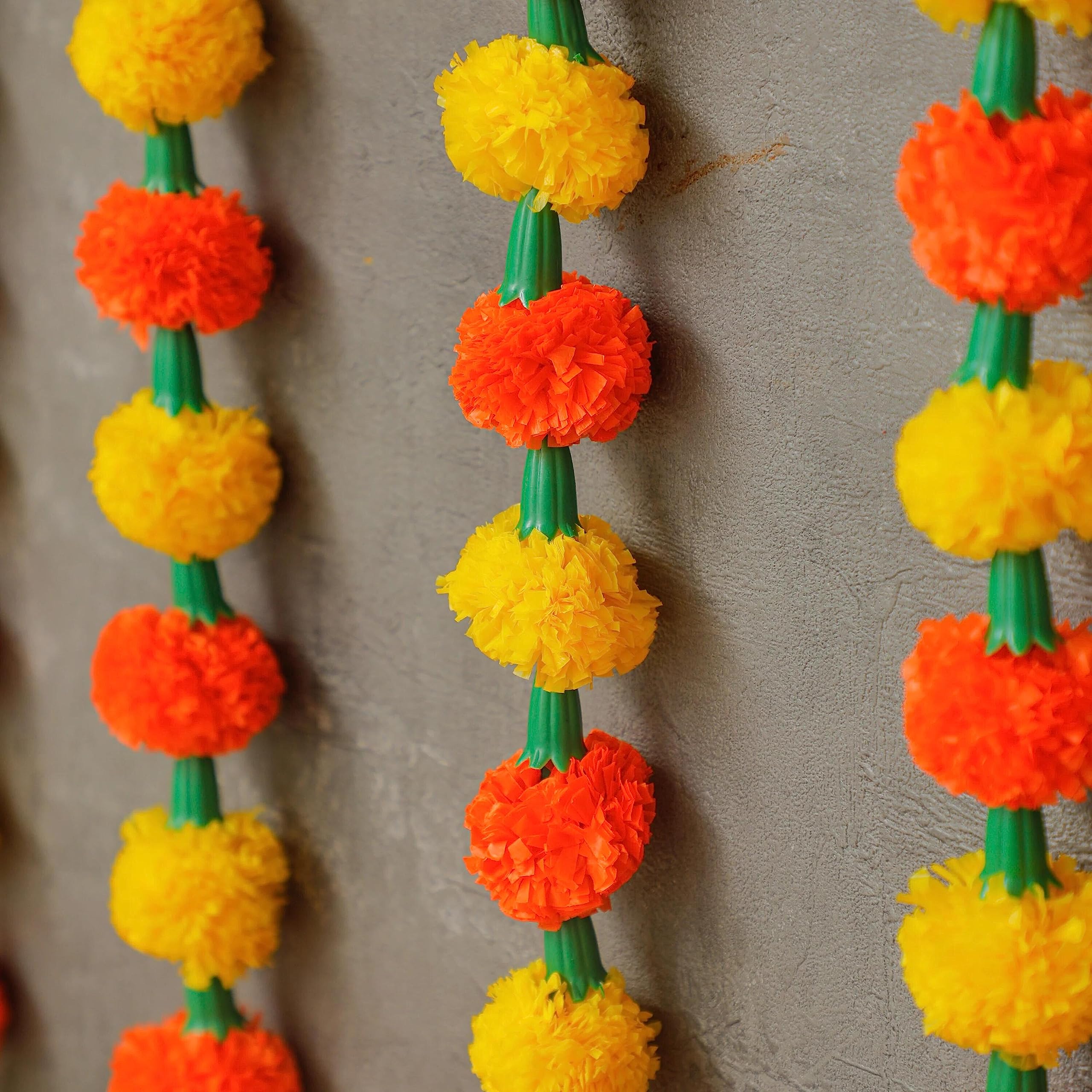Amazon.com: 6 Ft Yellow & Orange Marigold Garlands | Artificial