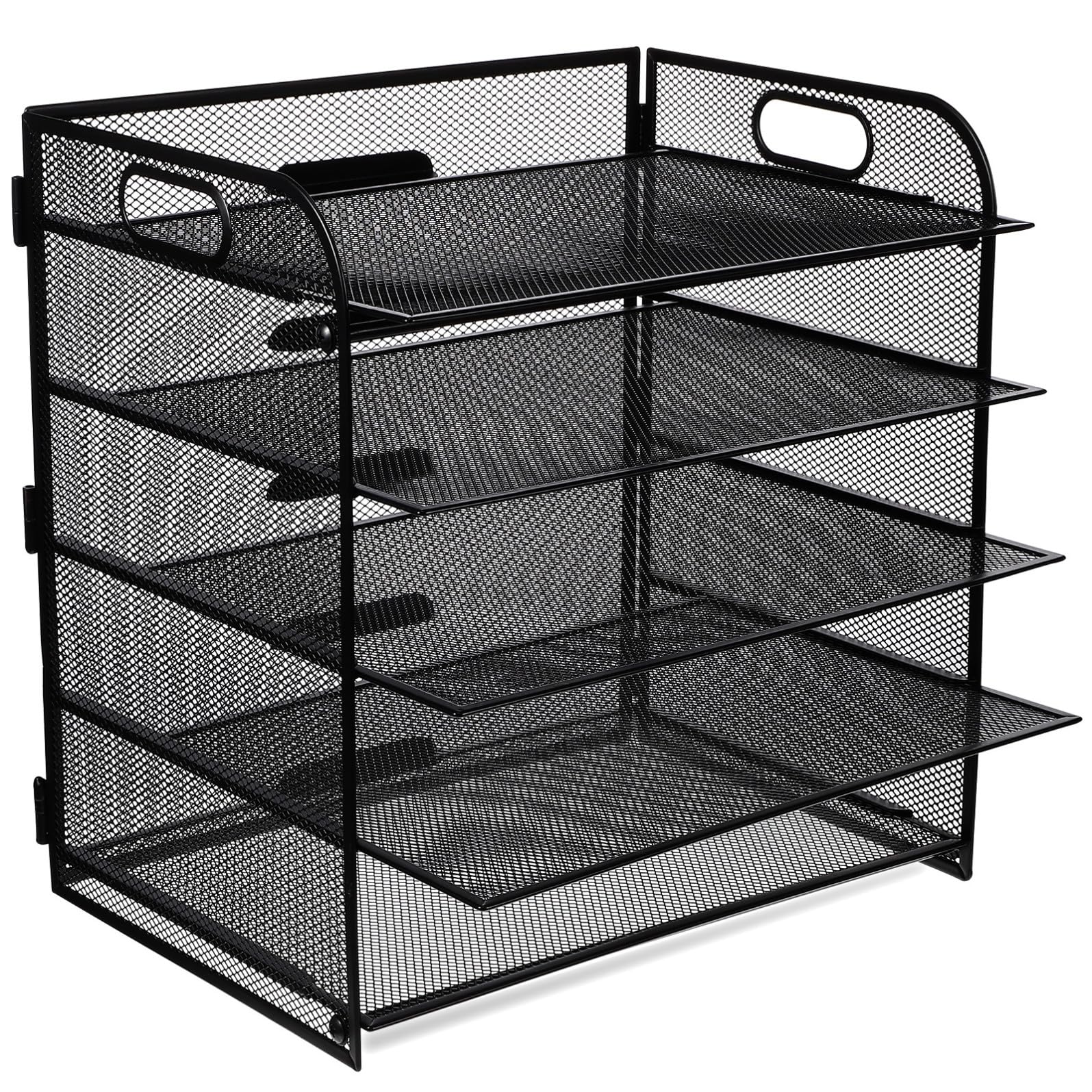 Mikikit Organizzatore in al Carbonio a 5 Livelli per Documenti da Scrivania Design a Nero Design a, Porta Fogli Efficiente e Portatile per Ufficio Desktop