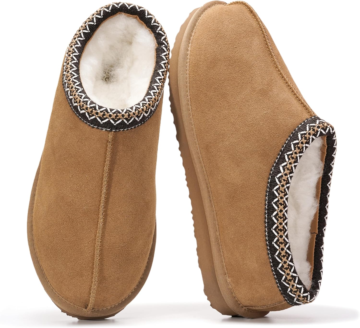 Project Cloud Genuine Leather Mens Slippers with Australian Shearling Lining & Memory Foam Insole Outdoor & House Slippers for Men - Non-Slip Fuzzy Mens Shoes (Relaxation)