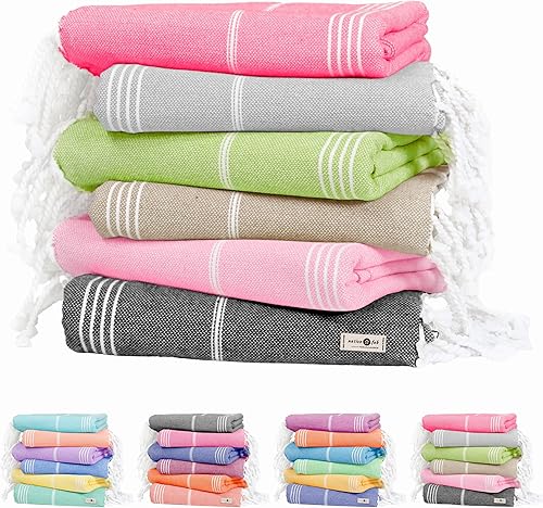 Miniatura 26 de Native Fab Paquete de 4 toallas turcas de playa, de gran tamaño, 40 x 71 pulgadas, de secado rápido, sin arena, ligeras, absorbentes, multiusos