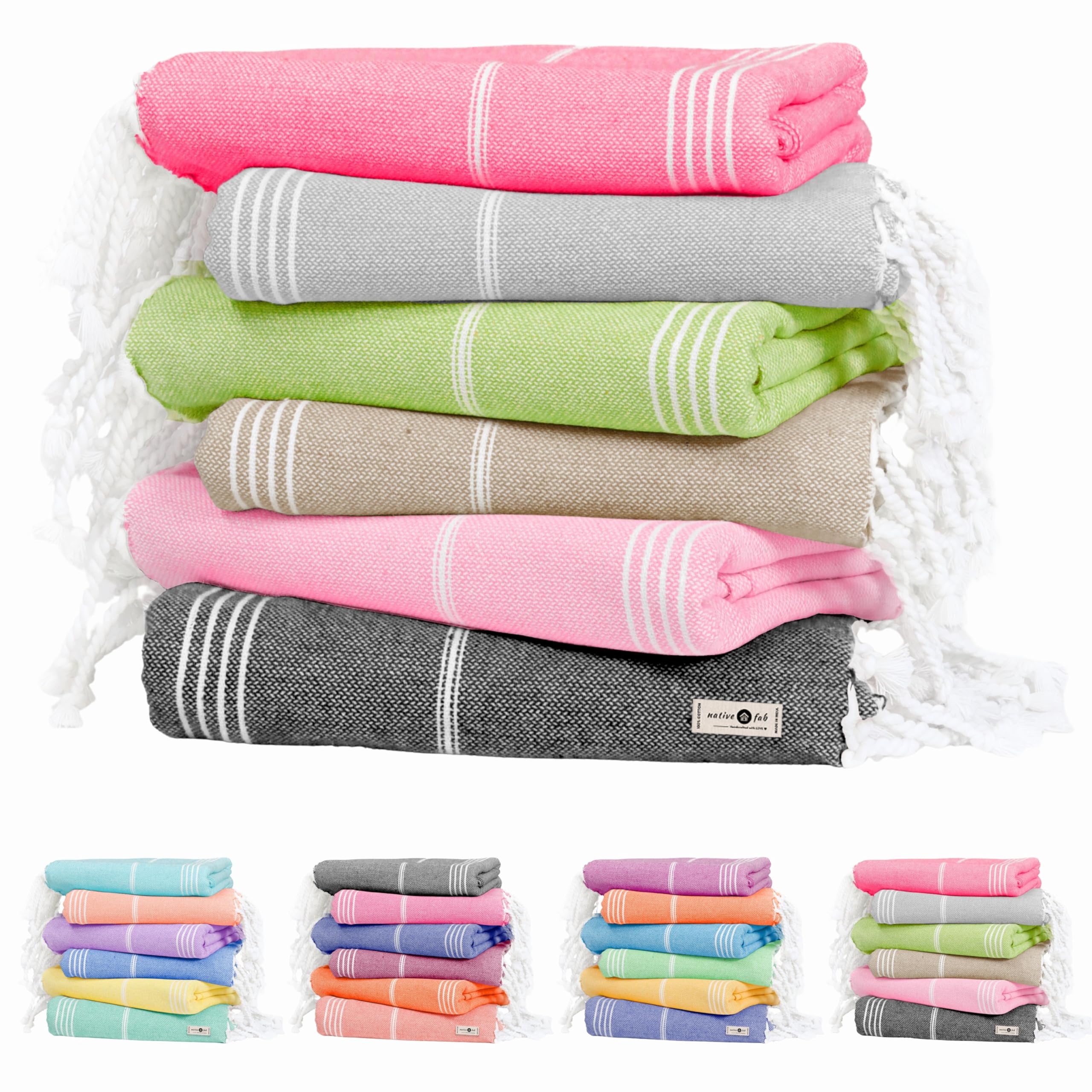 Native Fab Oversized Turkish Towels 6-Pack