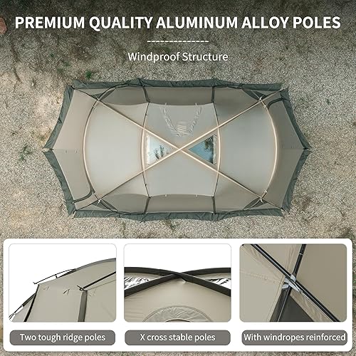 Miniatura 8 de Naturehike Massif Hot Tent with Stove Jack, Waterproof Windproof 4 Season Tent, 24 Person Cold Weather Winter Tents for Camping