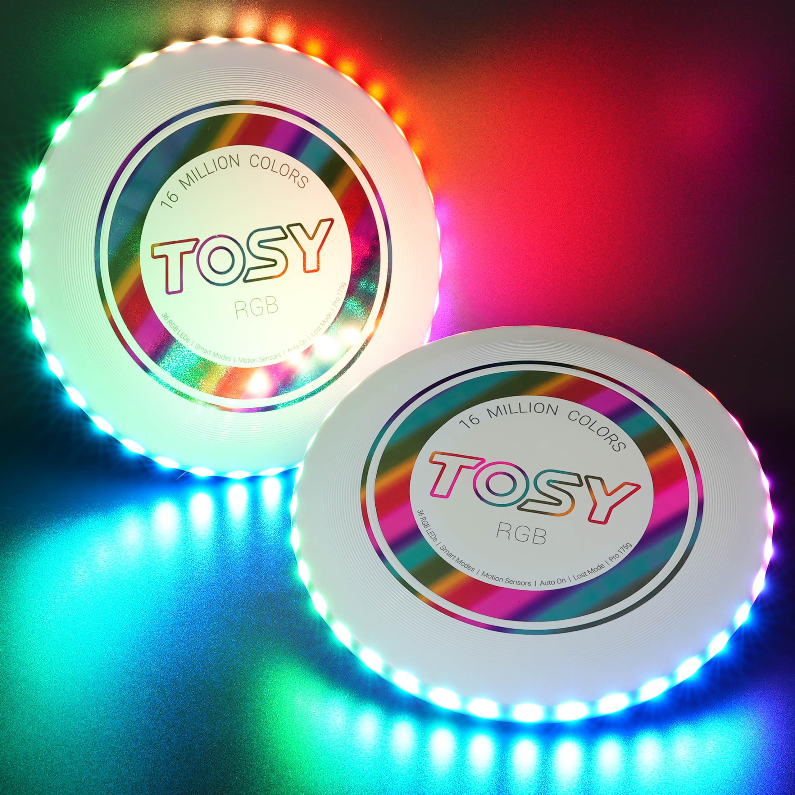 Flying Disc - 108 RGB Multicolor or 36 Monocolor LEDs, Super Bright, Smart Modes, Easter Basket Stuffers Gift, Camping Toy for Kid/Teen/Adult, Auto Light Up, Rechargeable, Waterproof, 175g