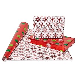 American Greetings Reversible Christmas Wrapping Paper Rolls, Silver and Red Holiday Gift Wrap (120 sq. ft., 4 Rolls-30 in. x 12 ft.) Little Red Truck Hauling a Christmas Tree, Reindeer, Plaid