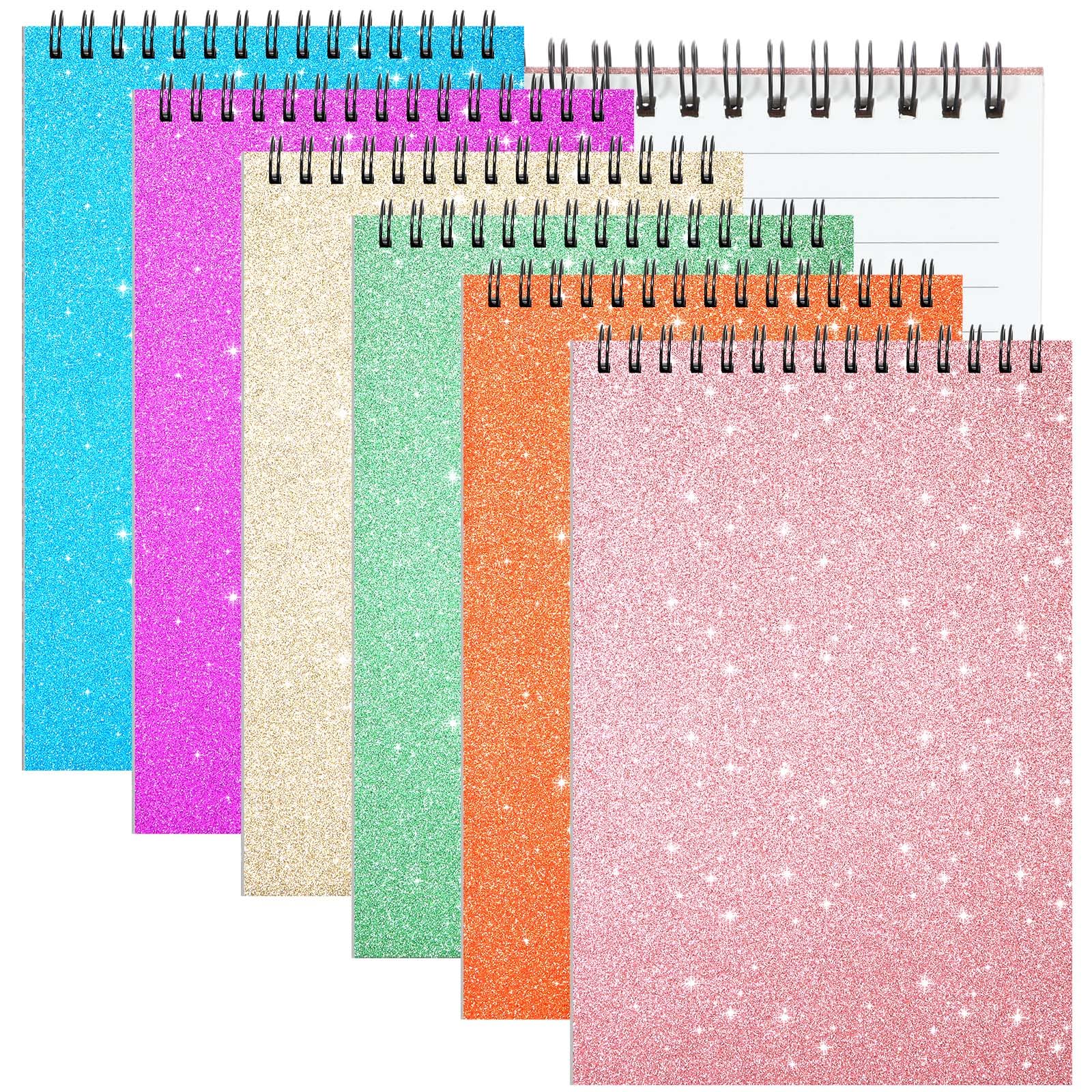Saypacck 6 Pack Girls Glitter Spiral Notebook 8.3 Inch x 5.7 Inch Sparkly Journal Notebook 160 Pages College Ruled Writing Notepad for Women School