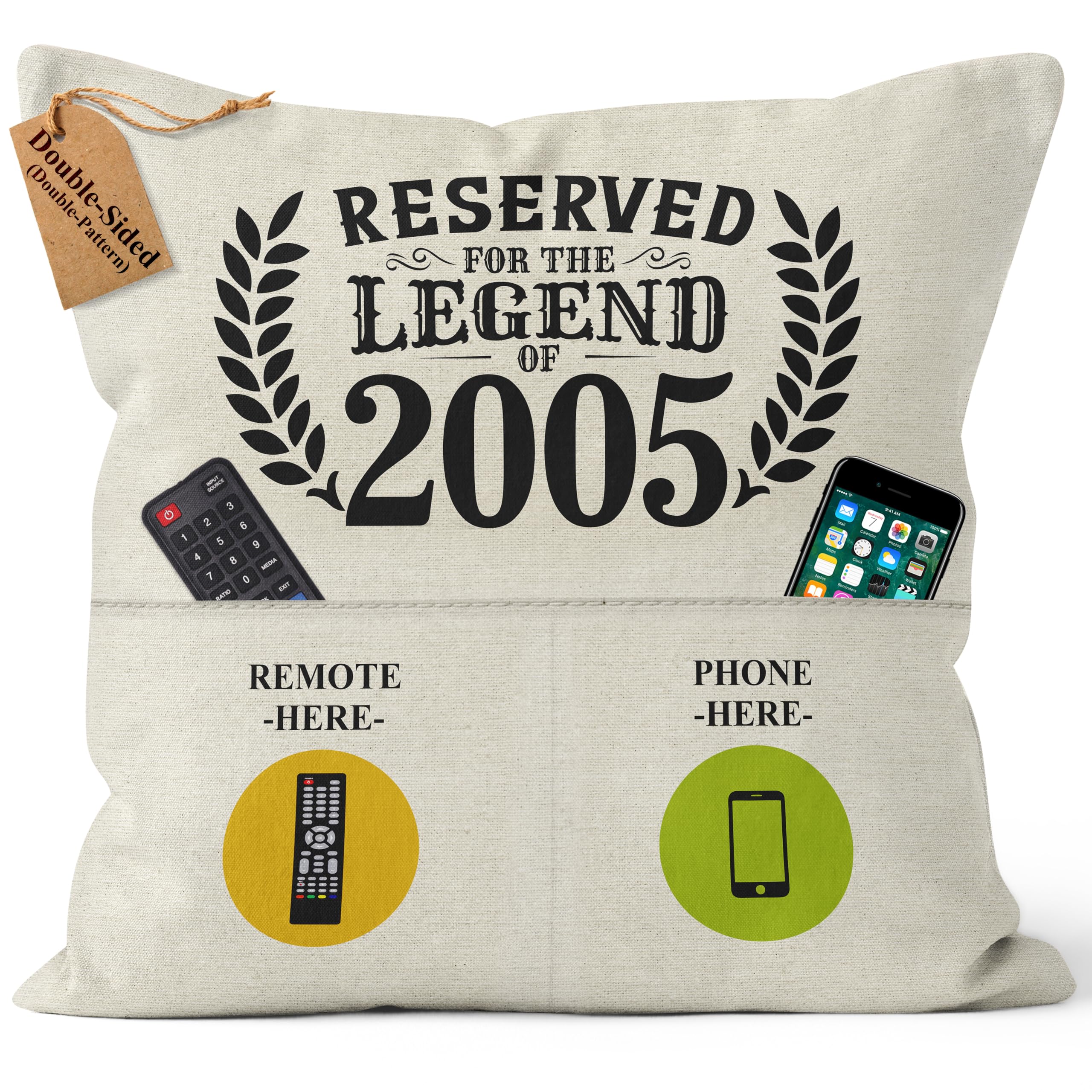 CROWNLY® 2005 21st Birthday Gifts for Men Personalised Pillow Case Cushion Cover 21st Birthday Decorations Sister Brother Girlfriend Boyfriend Auntie Gift