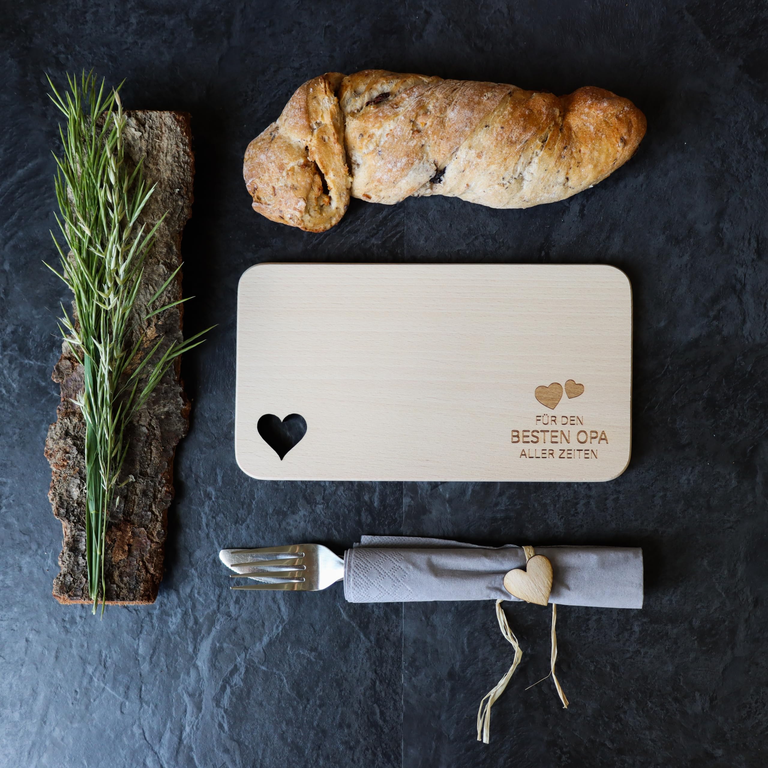 Planche à déjeuner en bois - Planche à goûter avec gravure pour papa - Planche de cuisine