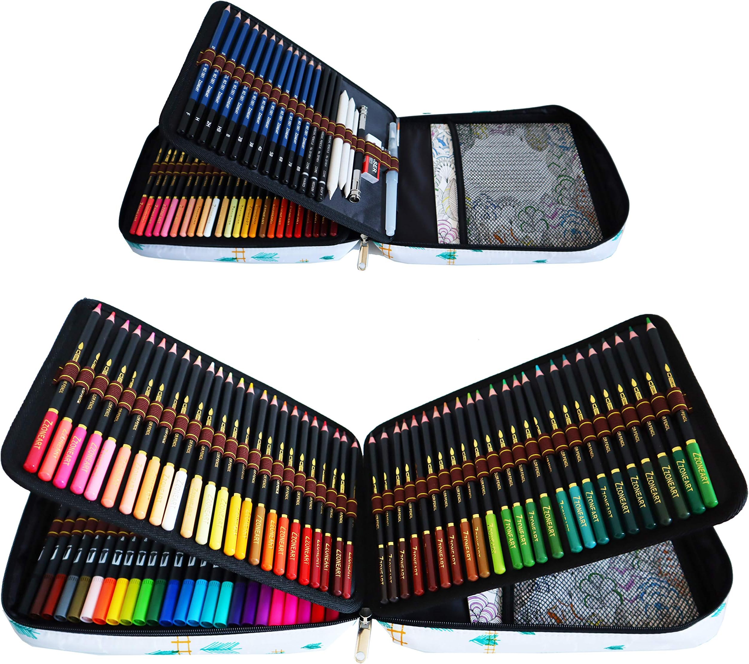 Kit Artistico 108 Pezzi - Matite Acquerellabili, Pennarelli A Doppia Punta, Carboncini E Accessori - Foto 2