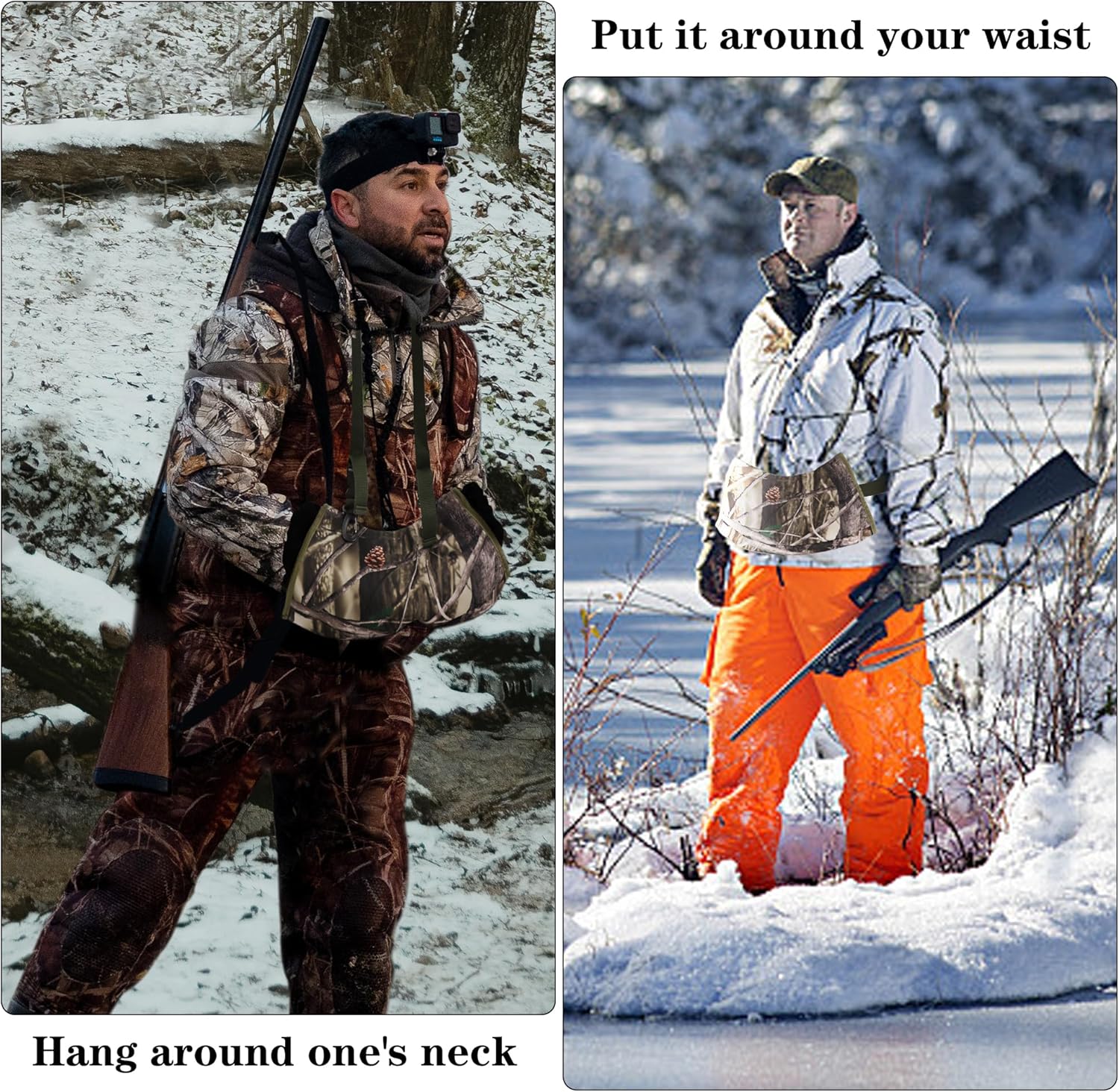 Warming Pouch, Hunting Camo Hand Muff Warmer Fanny Pack Water Resistant Windproof Insulated Waist Muffs Warmers Gloves, Durable Oxford Fleece for Hiking Camping - Image 6