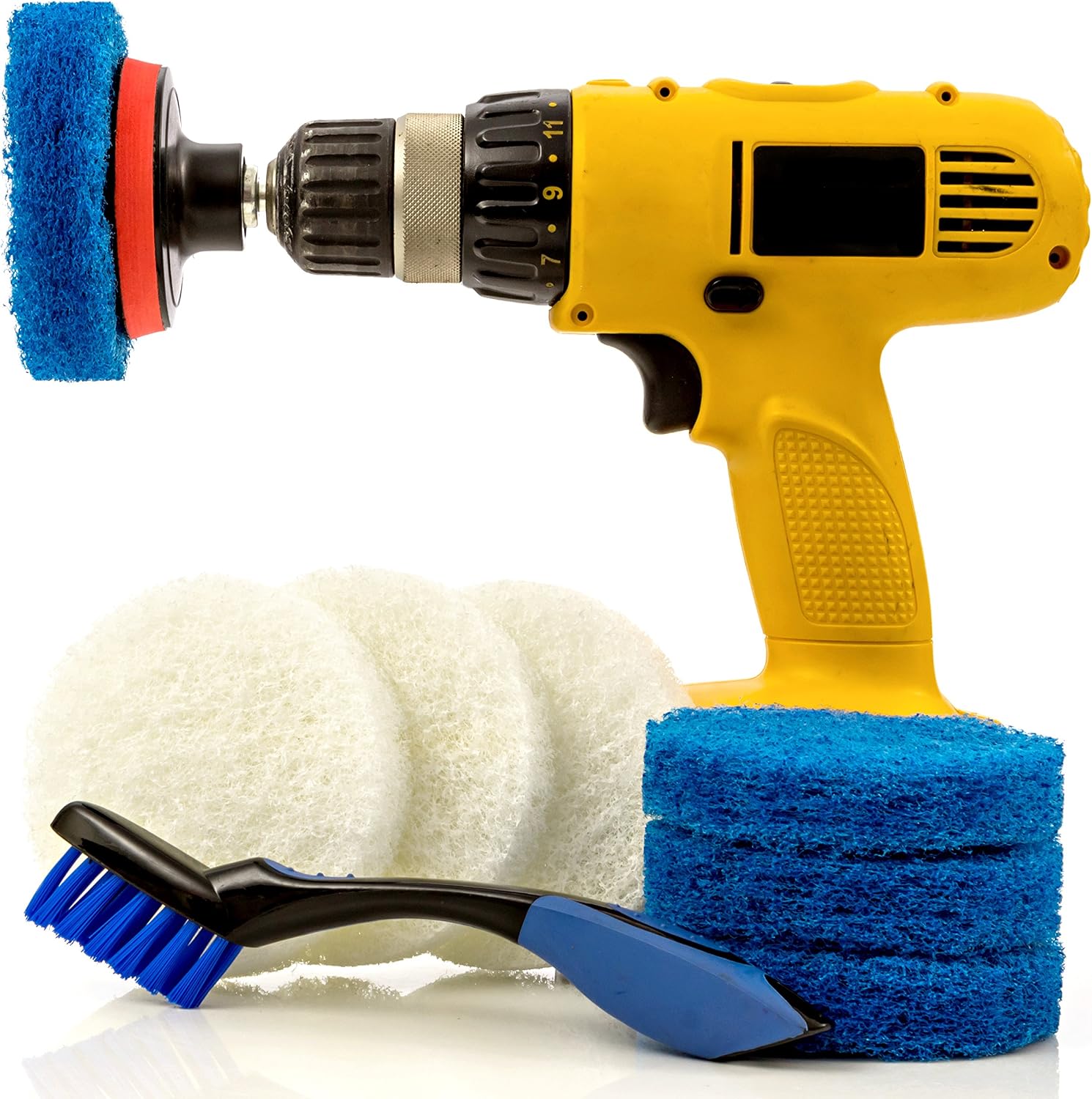 Bathroom & Kitchen Power Scrub Pad Cleaning Kit - 10 Piece Set Includes Extra Scrub Pad - Saves Time & Money