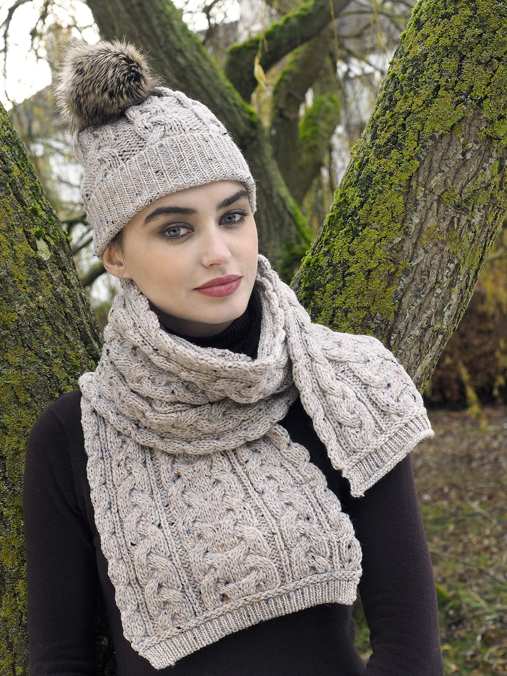 Aran Crafts Irish Zopfstrick-Schal, schwer, 25,4 x 162,6 cm, 100% Merinowolle