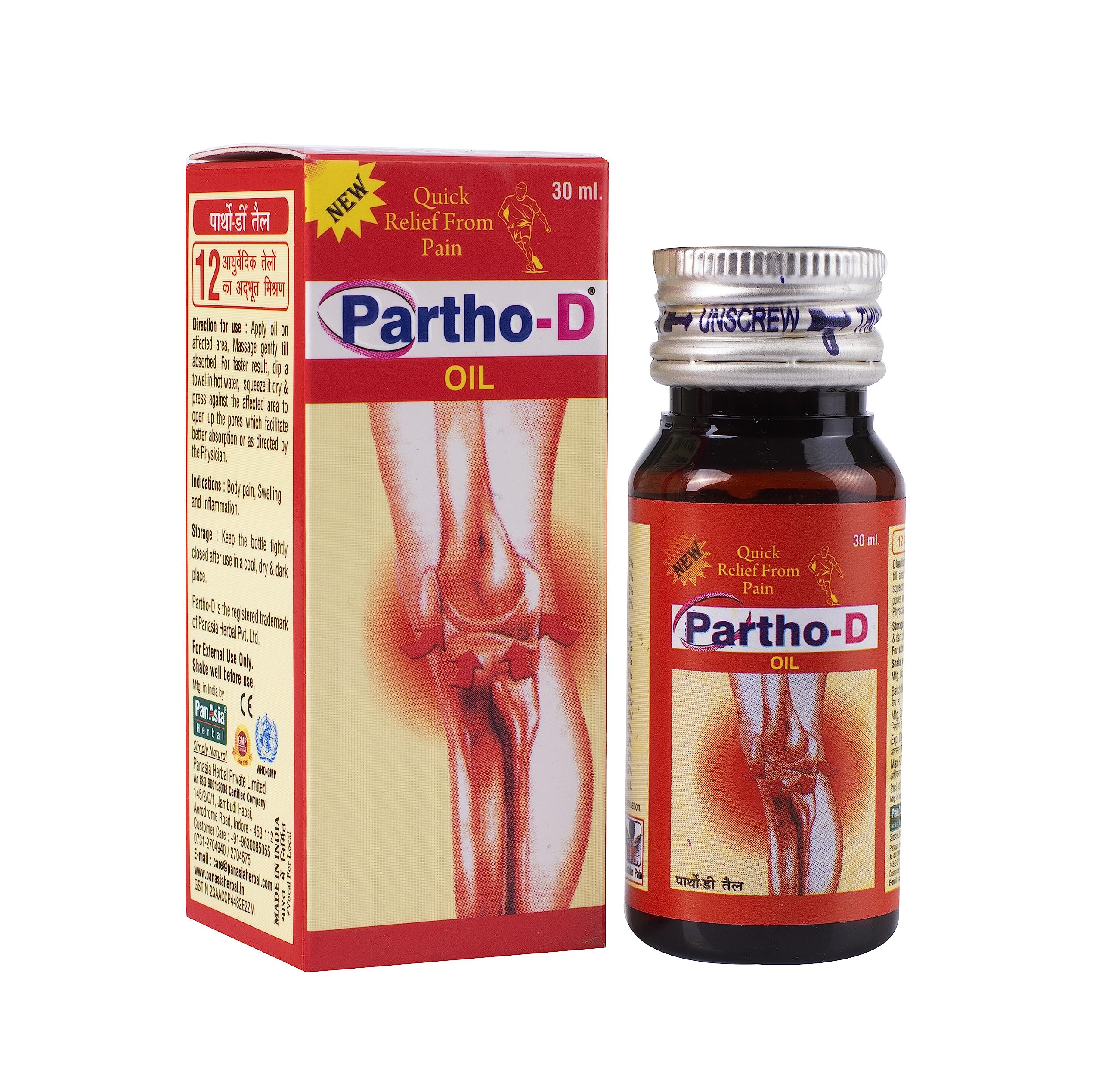 Dr. Veda'sPartho-D Fast Relief Pain Killer Oil from Joints Pain(120-ml pack) - Pack of 2