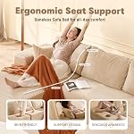 EJC 107 Inches Boneless Couch, Sofa Bed Couch for Living Room with Memory Foam, L Shaped-Left, Corduroy,Camel