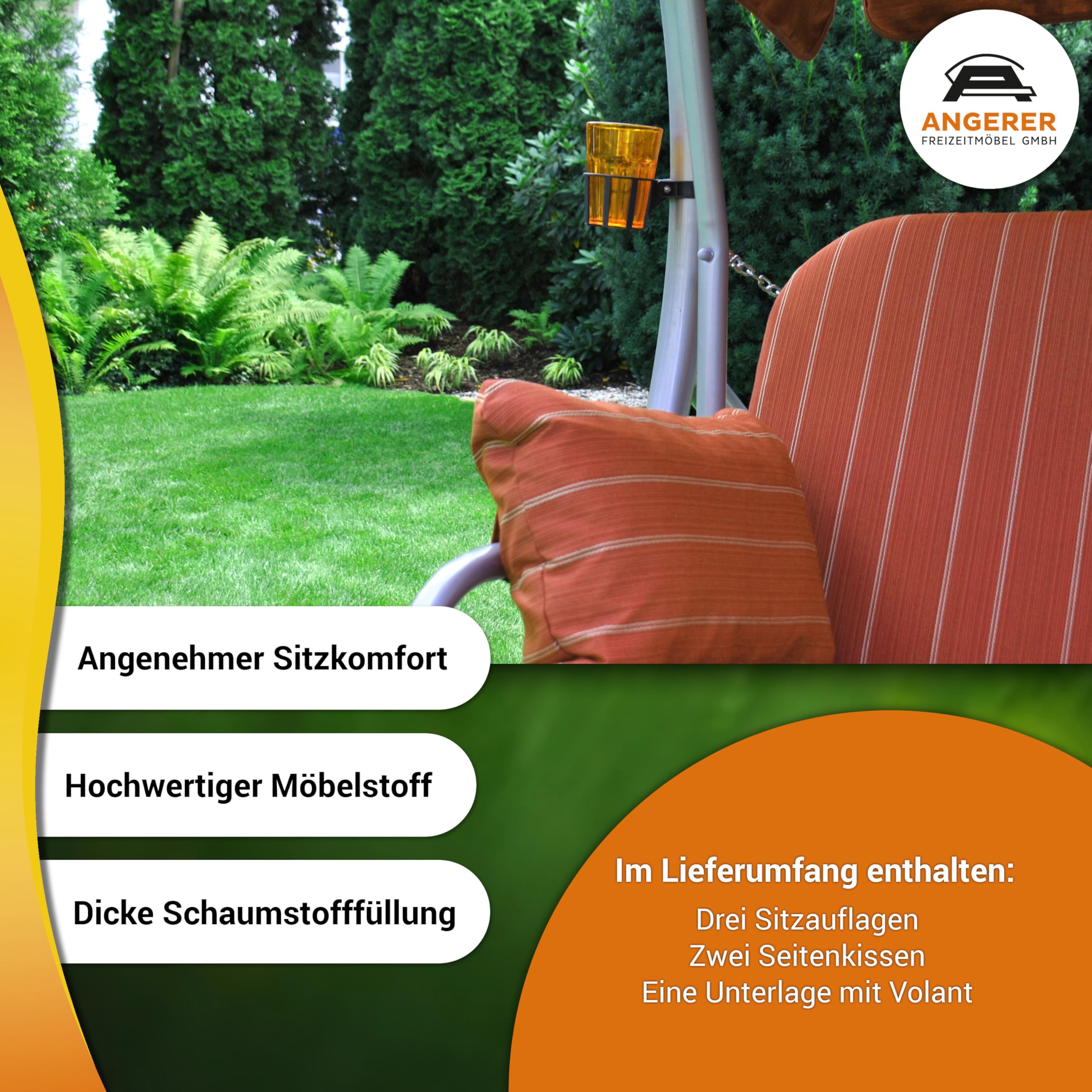 ANGERER Hollywoodschaukel Ibiza Bordeaux-Creme gestreift