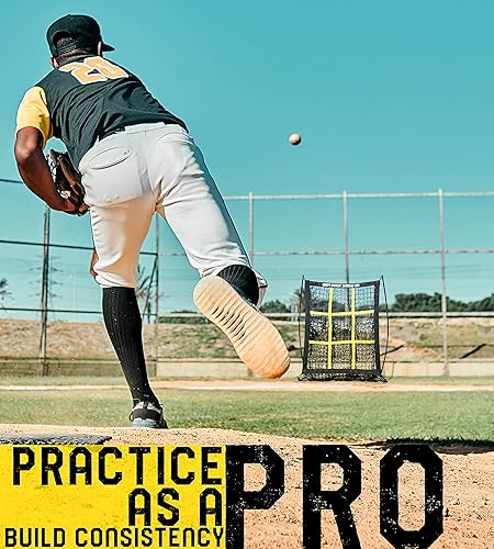 Miniatura 3 de JAPER BEES Red de lanzamiento con zona de huelga, equipo de entrenamiento de béisbol y sóftbol para jóvenes y adultos, diseño portátil de montaje