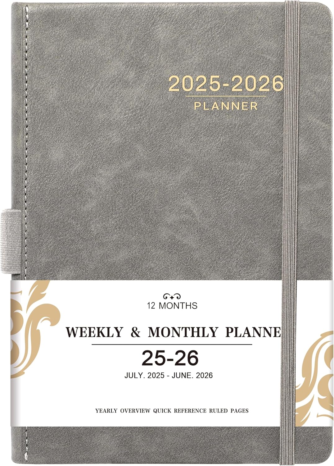 2025-2026 Planner – Weekly Monthly Calendar from July 2025-June 2026, 5.85‘’ x 8.5” Agenda 2025-2026 with Leather Cover, Pen Holder, Elastic Closure, Ruled pages