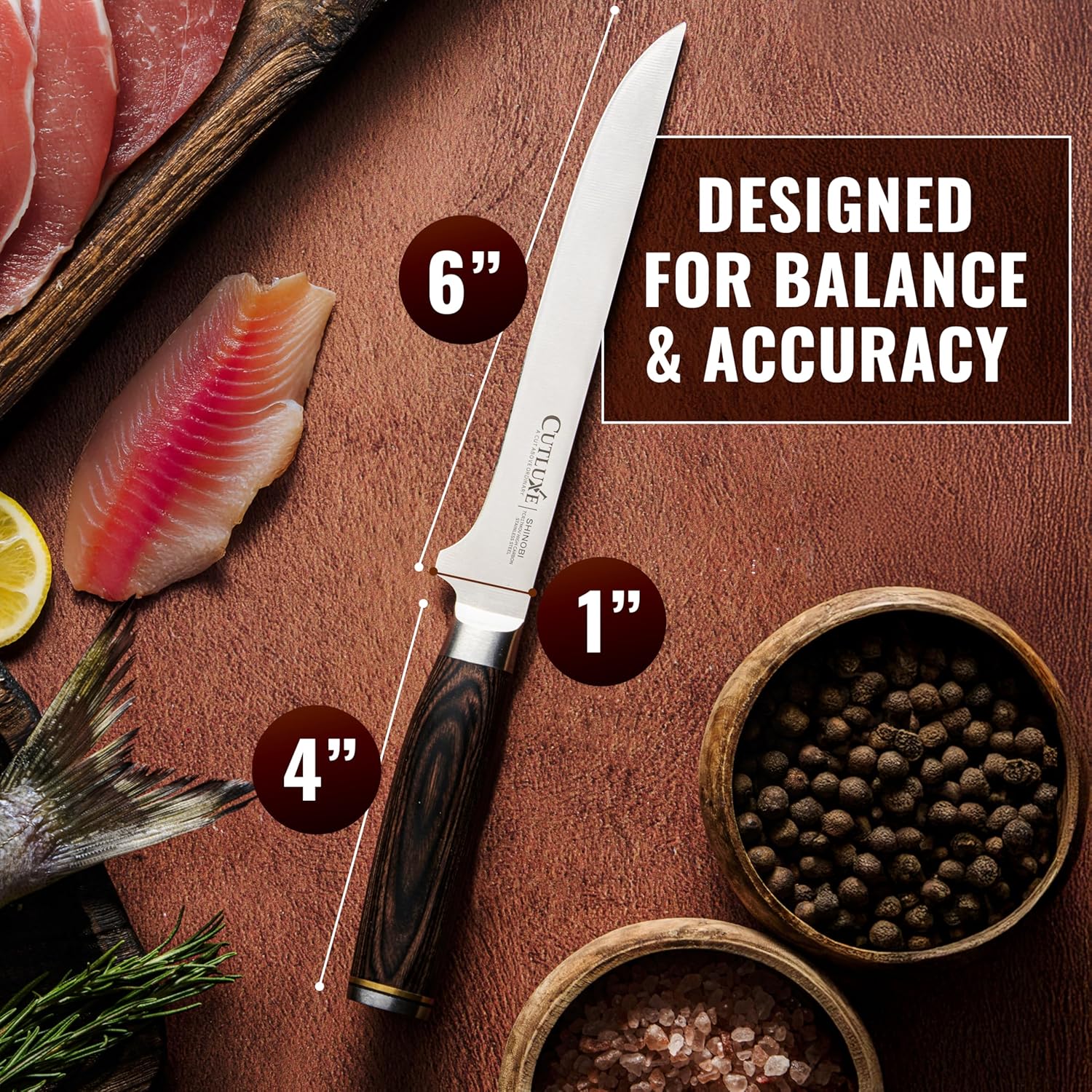 Cutluxe Butcher & Boning Knife Set – 10″ Cimeter Breaking Knife and 6″ Japanese Boning Knife – Full Tang, Ergonomic Pakkawood Handle Design