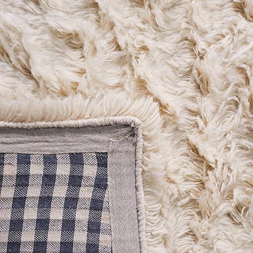 Miniatura 6 de SAFAVIEH Flokati Shag Collection FLK150A - Alfombra redonda de lana de 1.5 pulgadas de grosor hecha a mano, color marfil