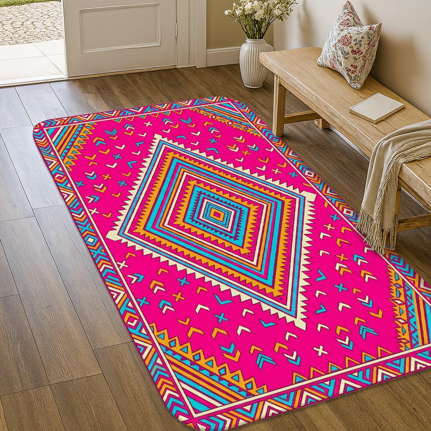 Tapis géométrique d'été absorbant en éponge pour douche