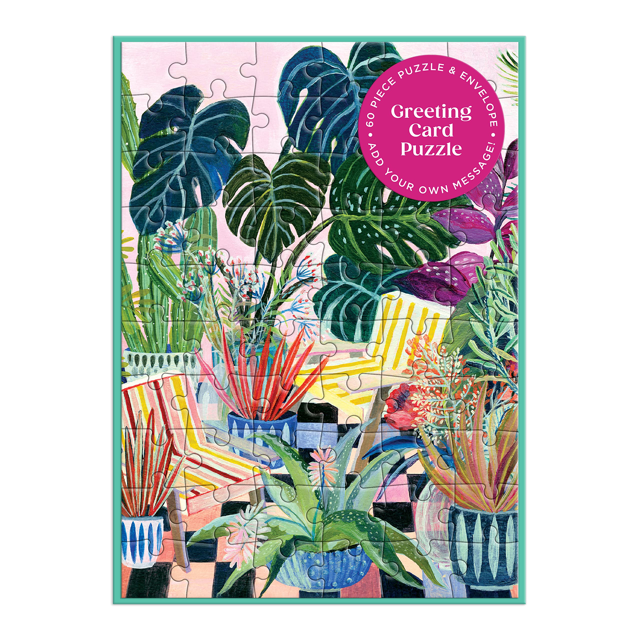 Galison Potted – All Occasion Botanical Greeting and Jigsaw Puzzle Card Includes Color Coordinated Envelope and Sticker Seal