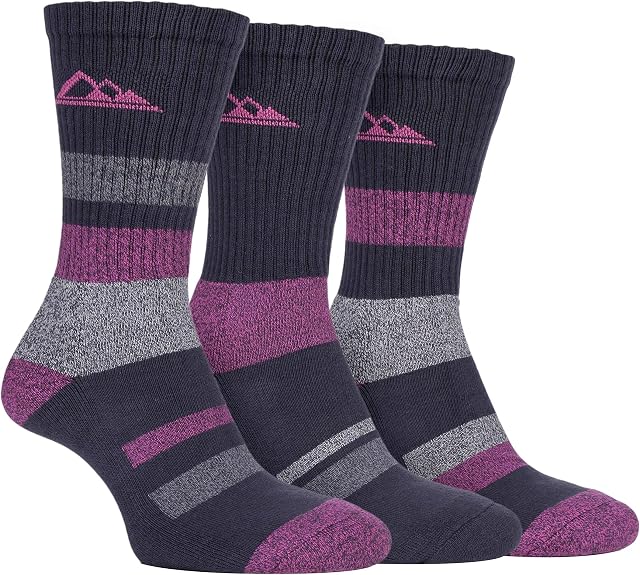 Storm Bloc - 3 Pairs Ladies Anti Blister Lightweight Breathable Cotton Summer Walking Hiking Socks with Padded Sole