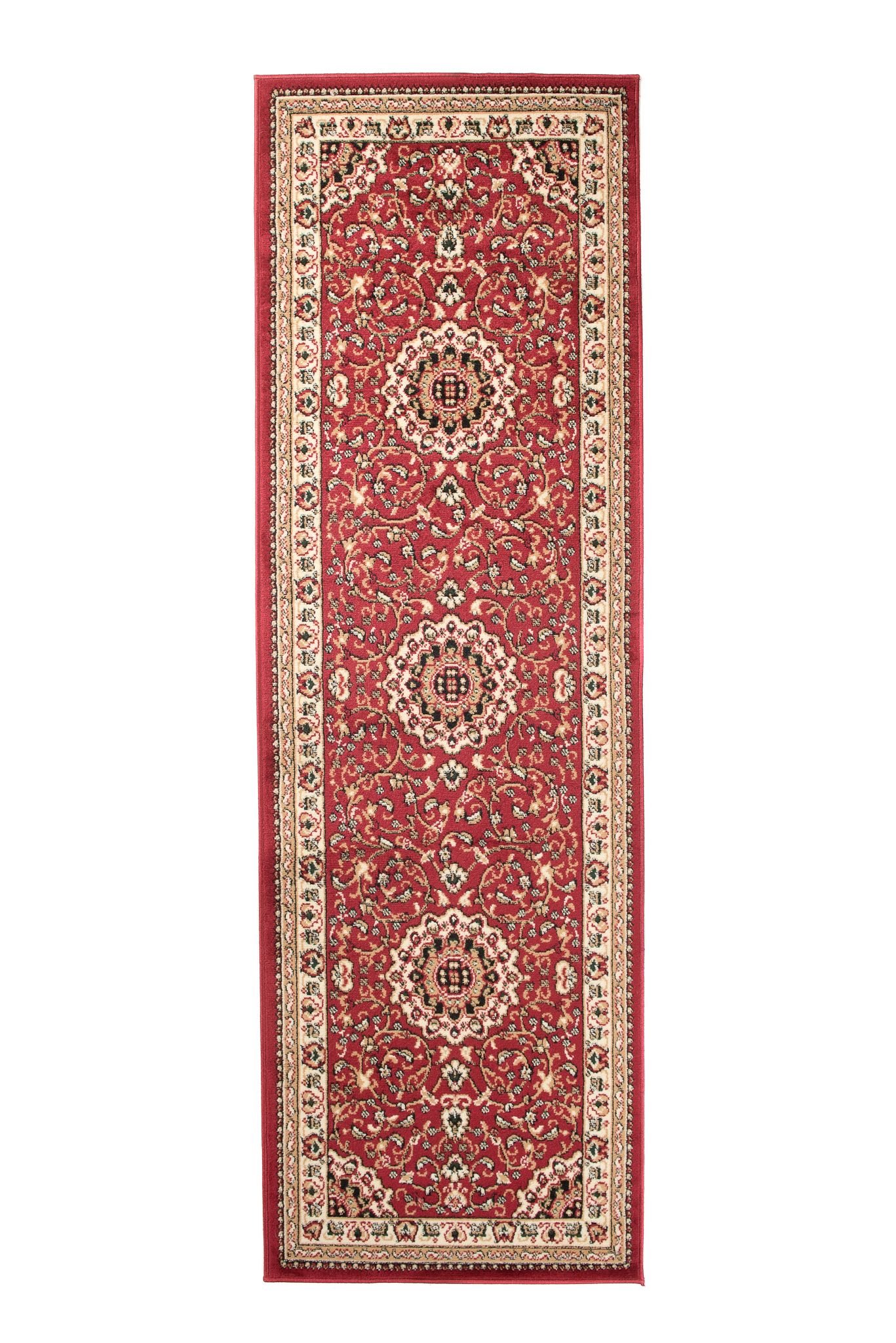 Carpeto Orientteppich Läufer Teppich Rot 80 x 300 cm Medaillon Muster Kurzflor Verona Kollektion