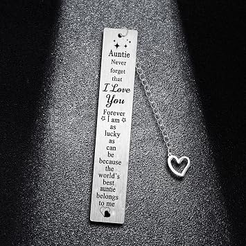 Auntie Bookmark Gifts Aunt Metal Bookmarks Keepsakes Aunt Birthday Mothers Day Gift from Nephew Niece Best Aunt Bookmark Present